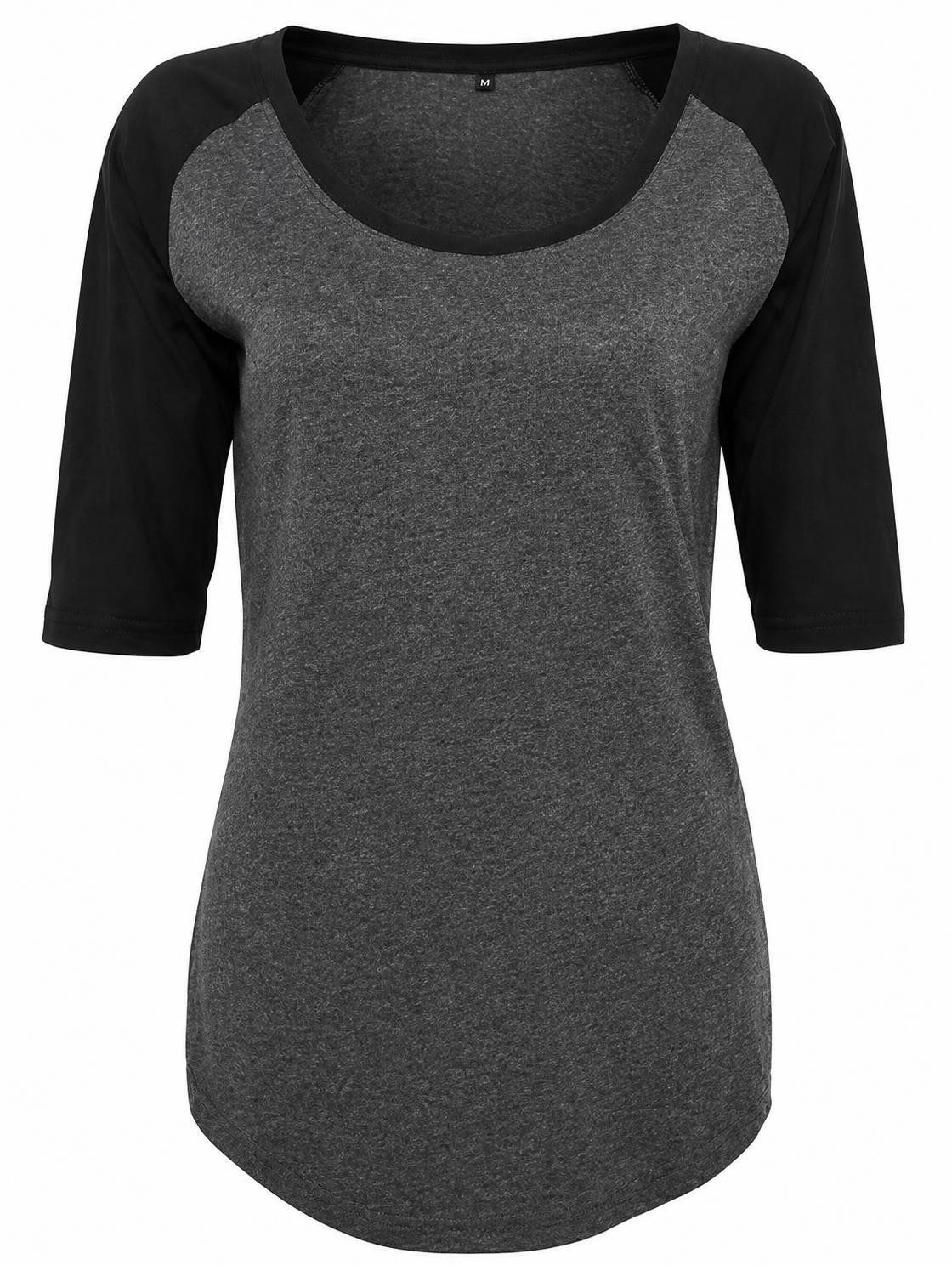 Build Your Brand Rundhalsshirt Ladies 3/4 Contrast Raglan Damen T-Shirt