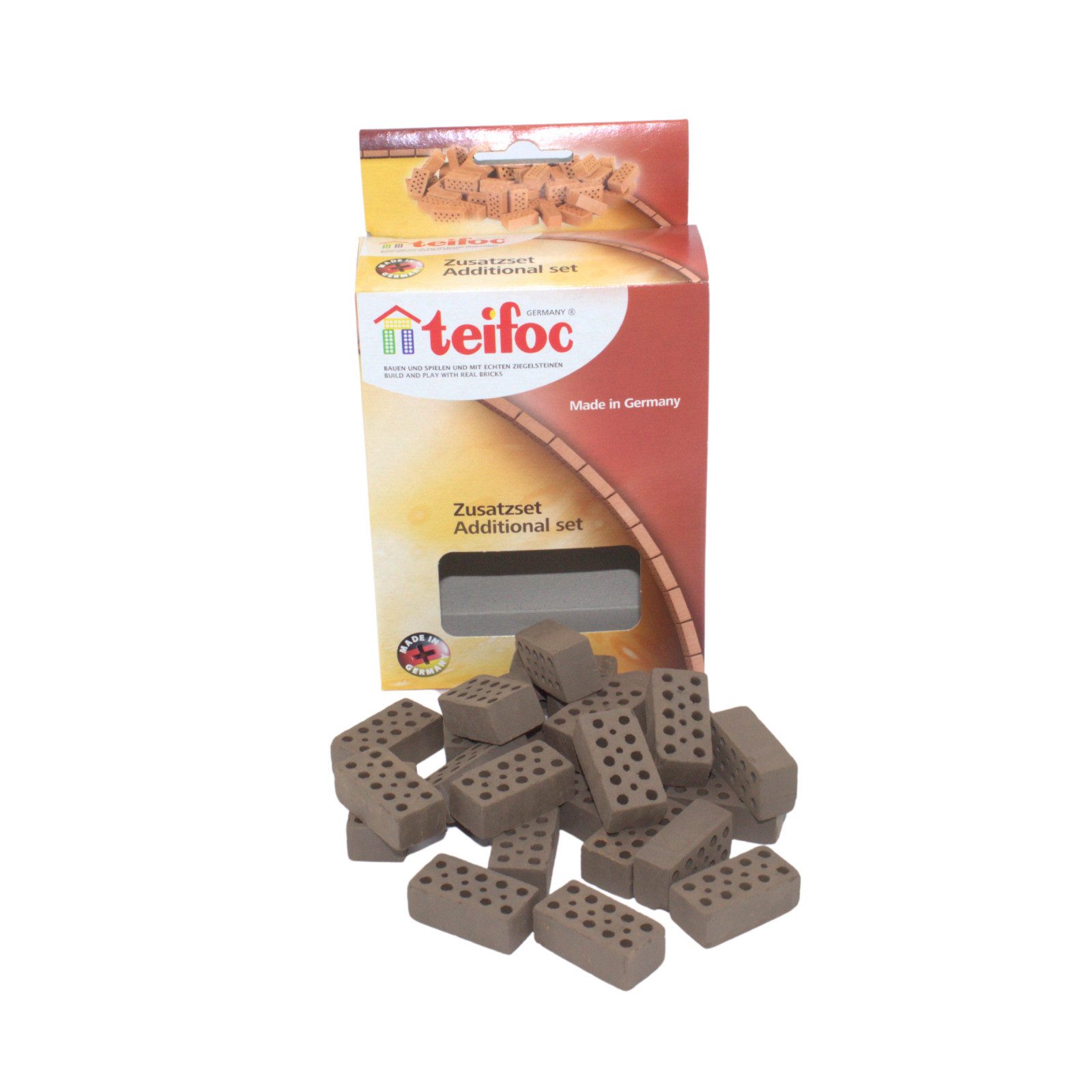 teifoc Bastelnaturmaterial Mini Ziegelsteine, Miniatur Backsteine aus Ton, (Sensory Play, für Kinder zum Basteln uvm. 25-tlg), Hergestellt in Deutschland