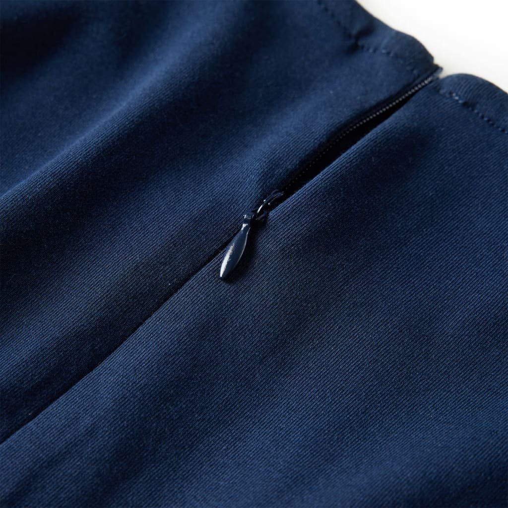 vidaXL A-Linien-Kleid Kinderkleid mit Langen Marineblau Kurz Ärmeln Hirsch-Aufdruck 128