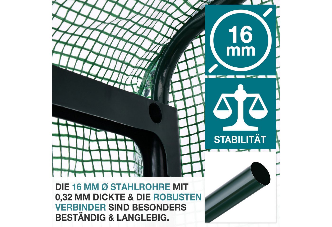 Thumbnail - TOM Foliengewächshaus 140g/m² Gitterschutzfolie, BxTxH: 69 x 49 x 126 cm, 0,4 mm Wandstärke, 0,4mm Stahl