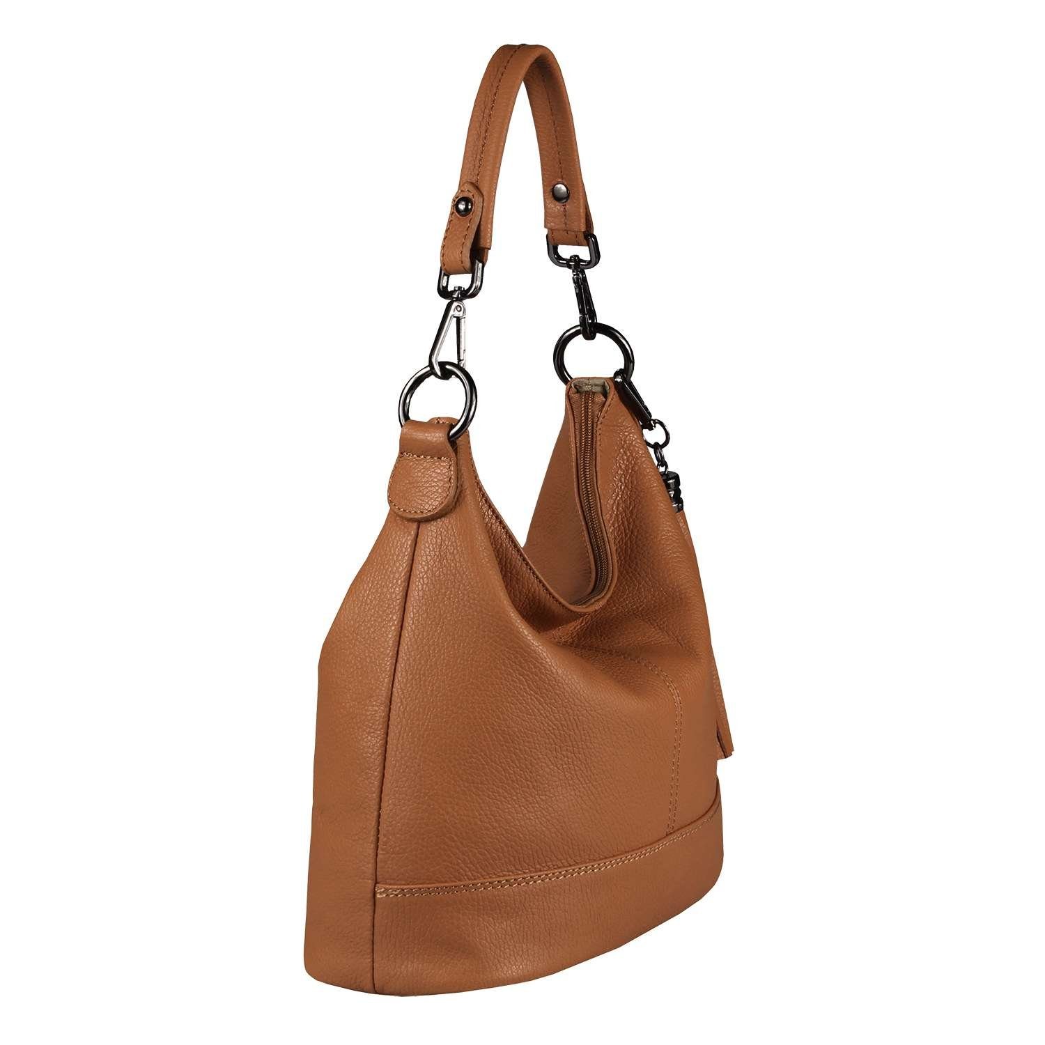 als Shopper, Damen Handtasche, Italy tragbar CrossOver, Cognac Umhängetasche in Made Tasche Leder Schultertasche ITALYSHOP24