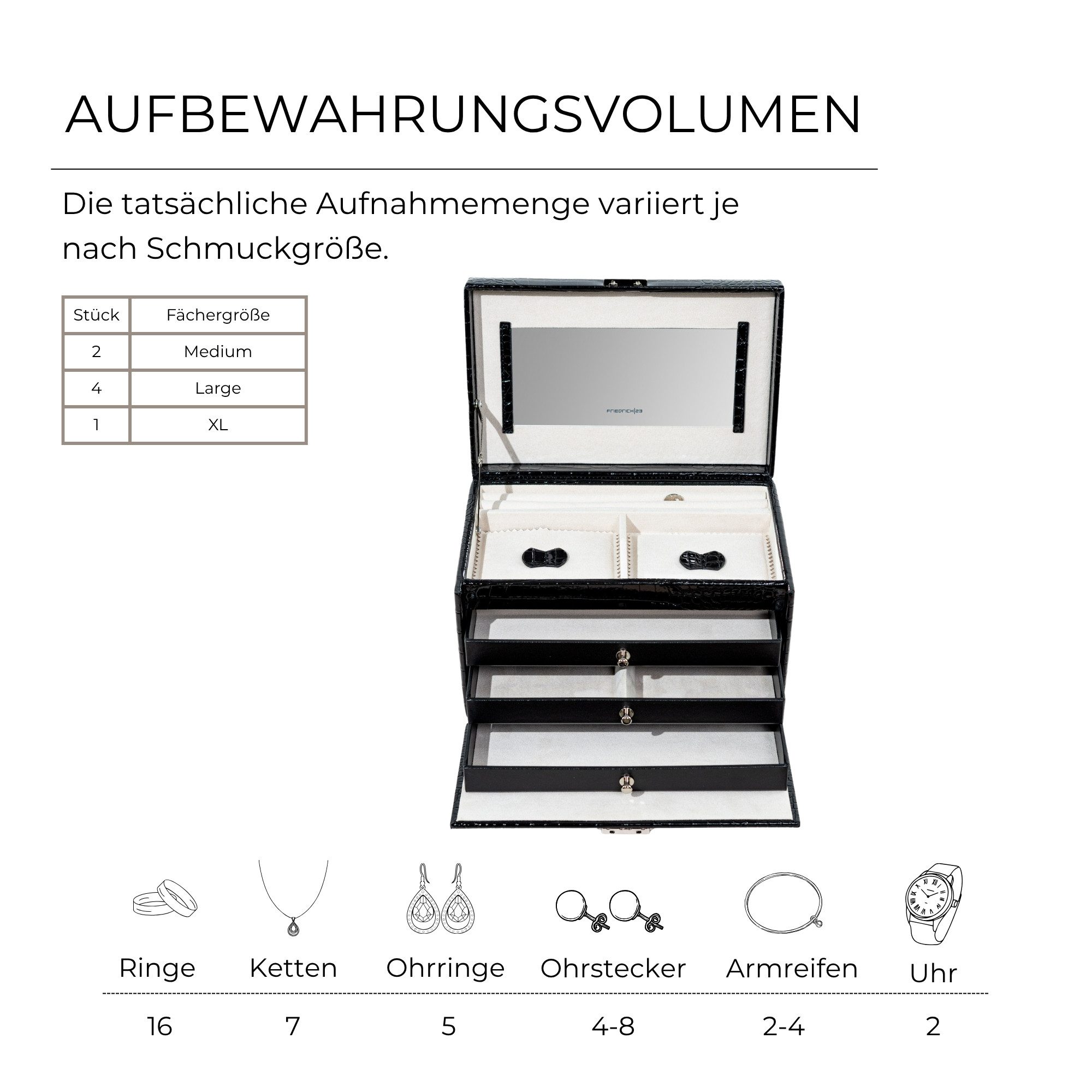Friedrich23 Schmuckkasten Jolie 2.0 Kroko-Optik