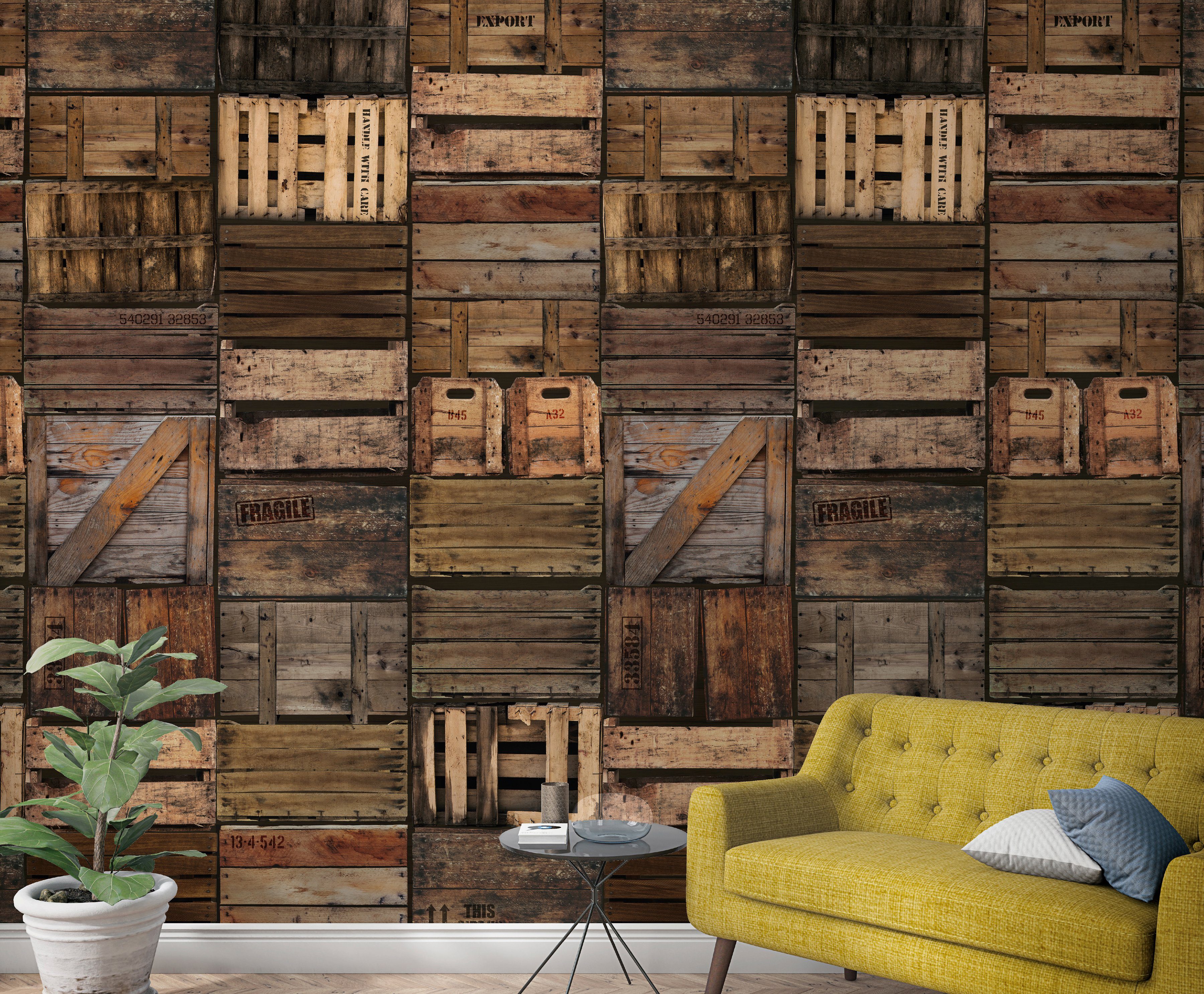 Marburg Fototapete, 3D-Optik, Holz, moderne Tapete für Wohnzimmer Schlafzimmer Küche