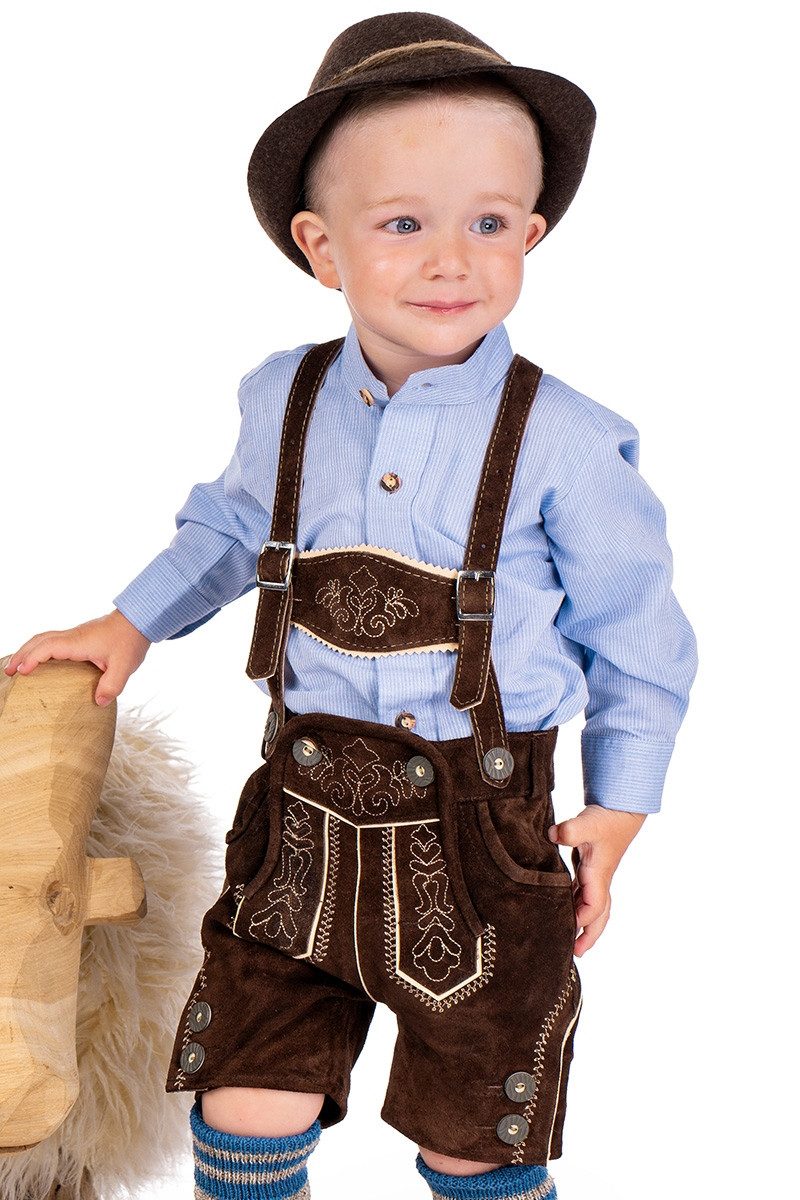 Isar-Trachten Lederhose Lederhose Kinder - JANNIS - dunkelbraun