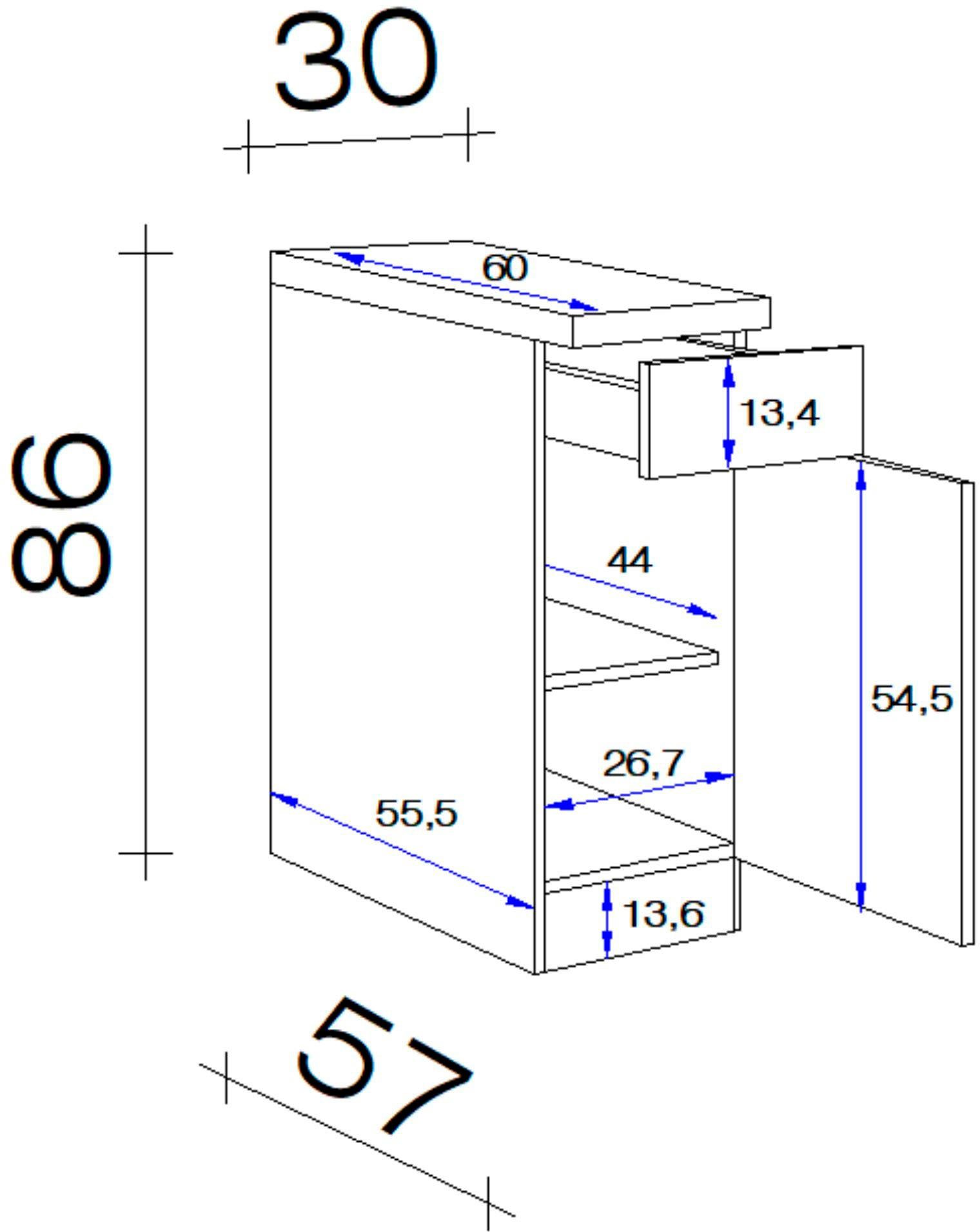 Flex-Well Unterschrank Nepal 85/86 60 x x T) 30 cm x x H (B