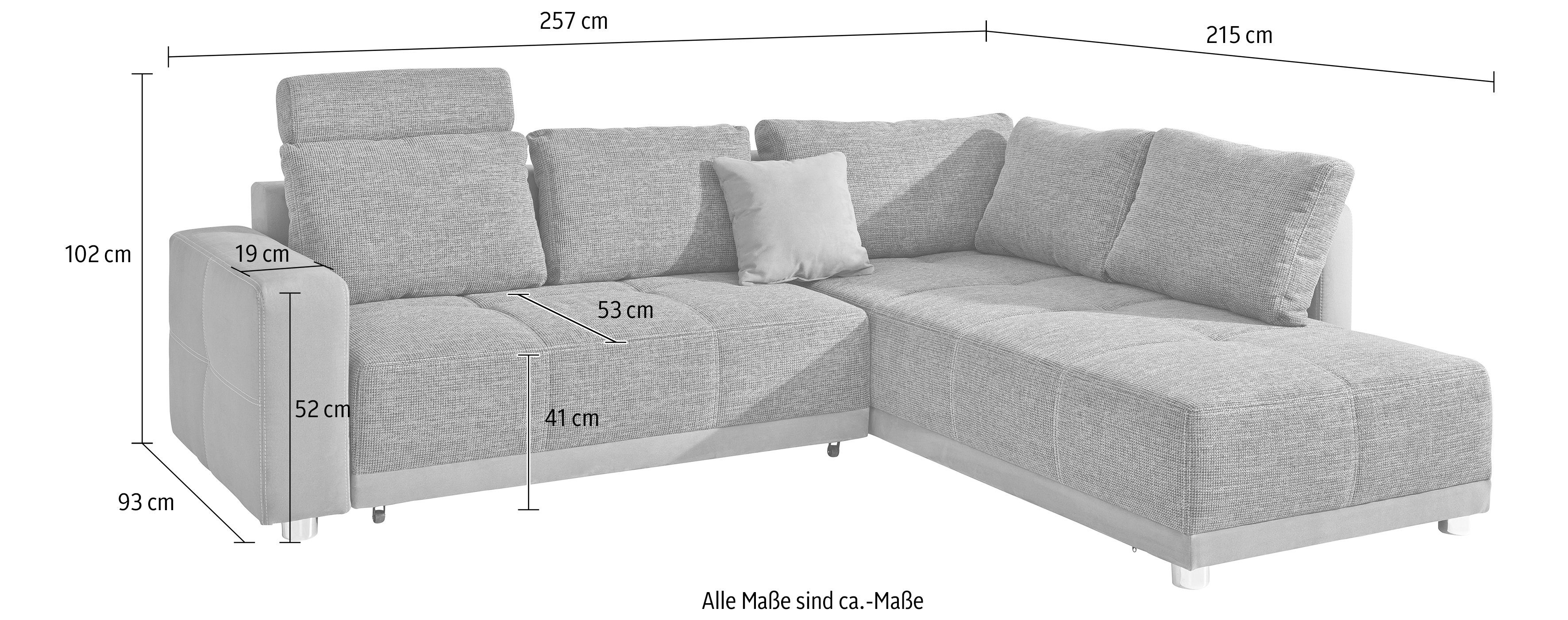 mit Bettkasten und Jockenhöfer Gruppe Bettfunktion, Federkern, 1 Orlando, mit oder 3 Ecksofa Kopfstützen