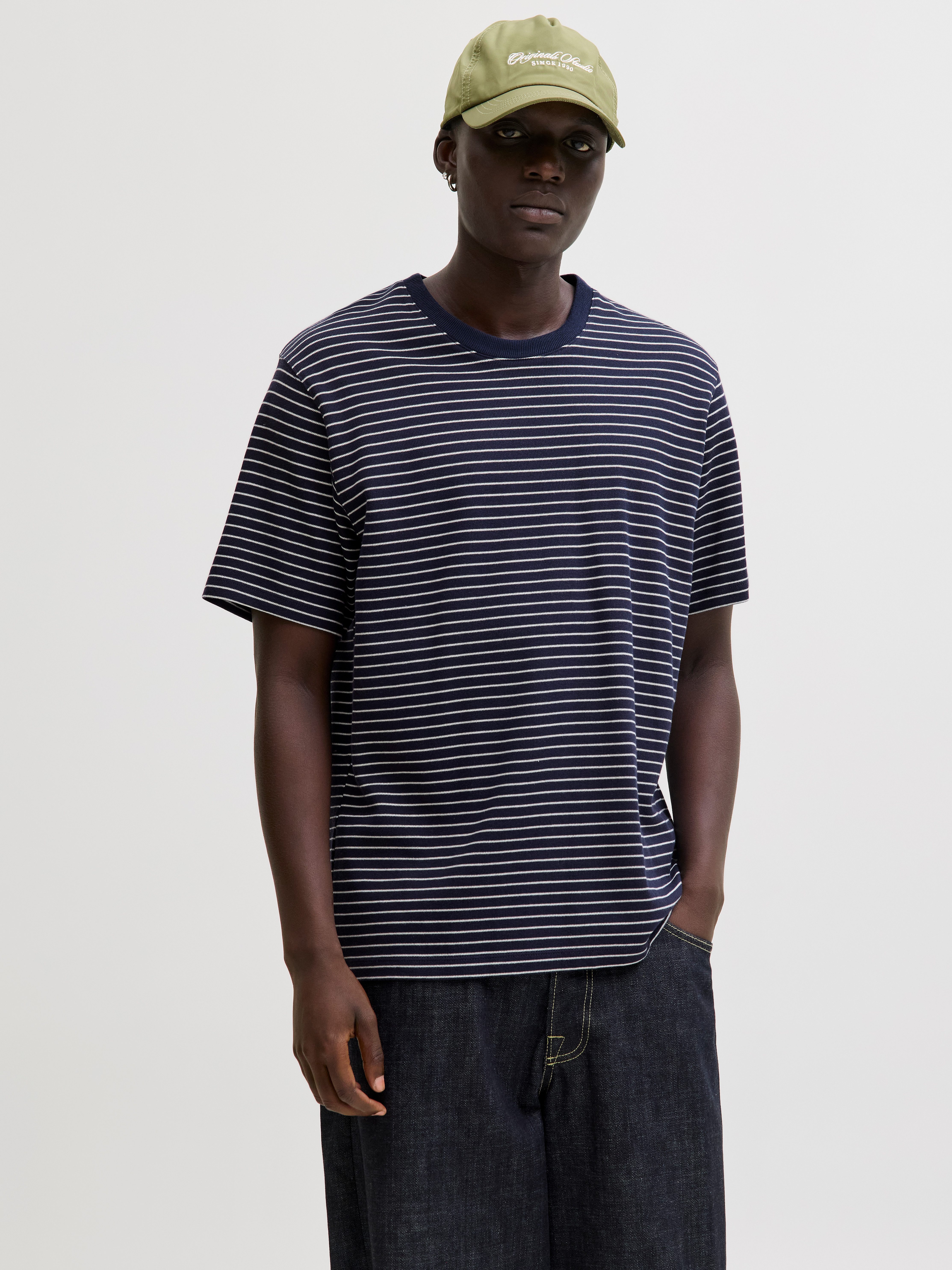 Jack & Jones Rundhalsshirt JJEDOVER STRIPED TEE SS CREW NECK SN mit Streife günstig online kaufen