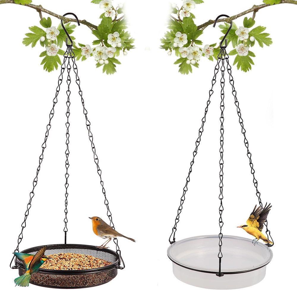 NUODWELL Vogeltränke 2er Set Корм для птицspender zum Aufhängen, Metall Корм для птицhaus, Корм для птицhaus für Garten Balkon Deko Draußen, Птицы futterstelle