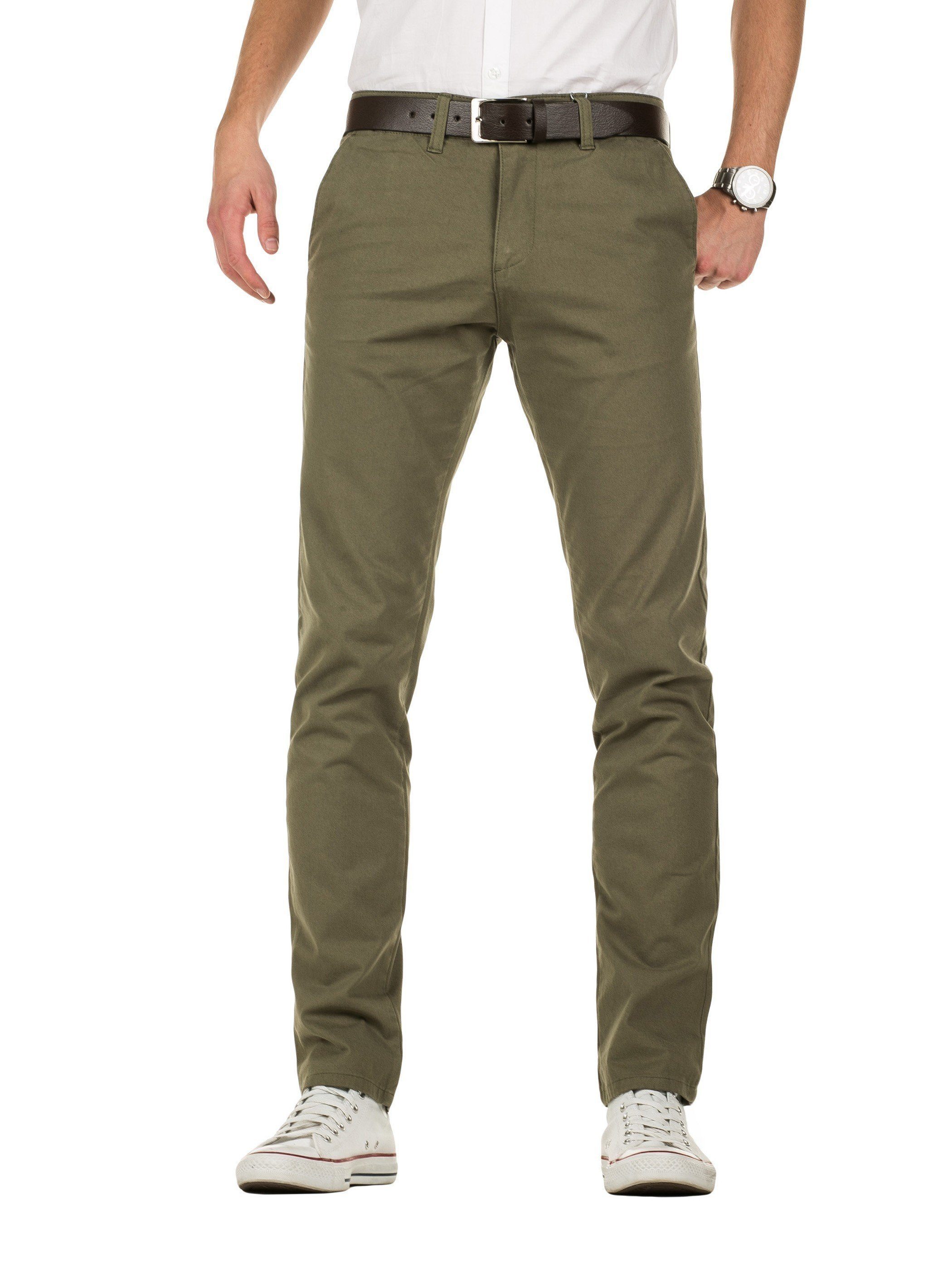 Yazubi Chinohose Kyle Chino-Hose mit Gürtel Grün (dusty olive180515)