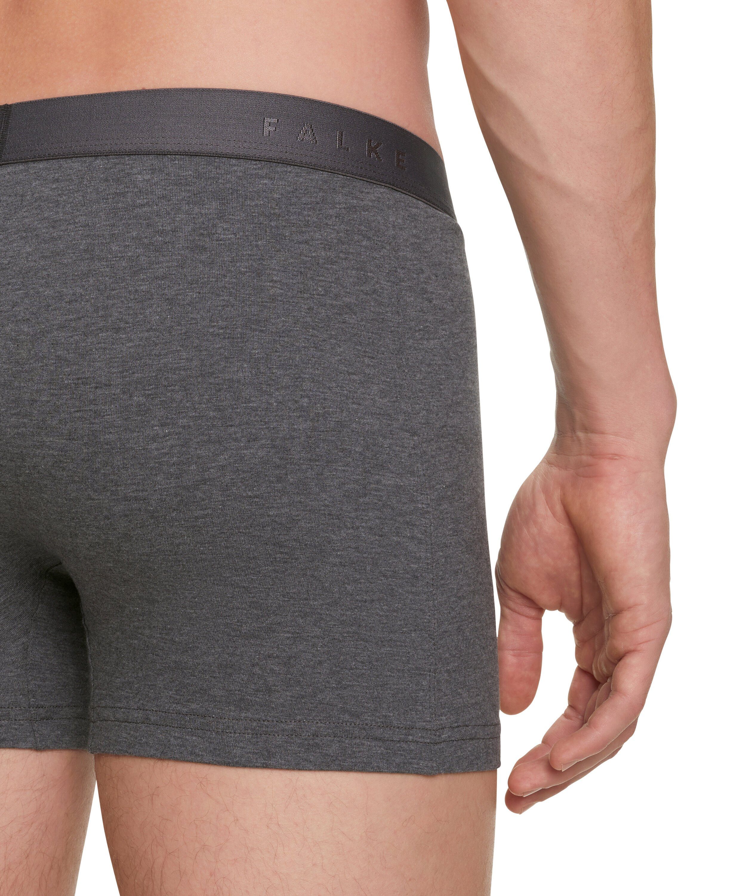 Boxershorts mit grey Softe (2-St) Elasthan 2-Pack FALKE Baumwolle -heather dark (3278)