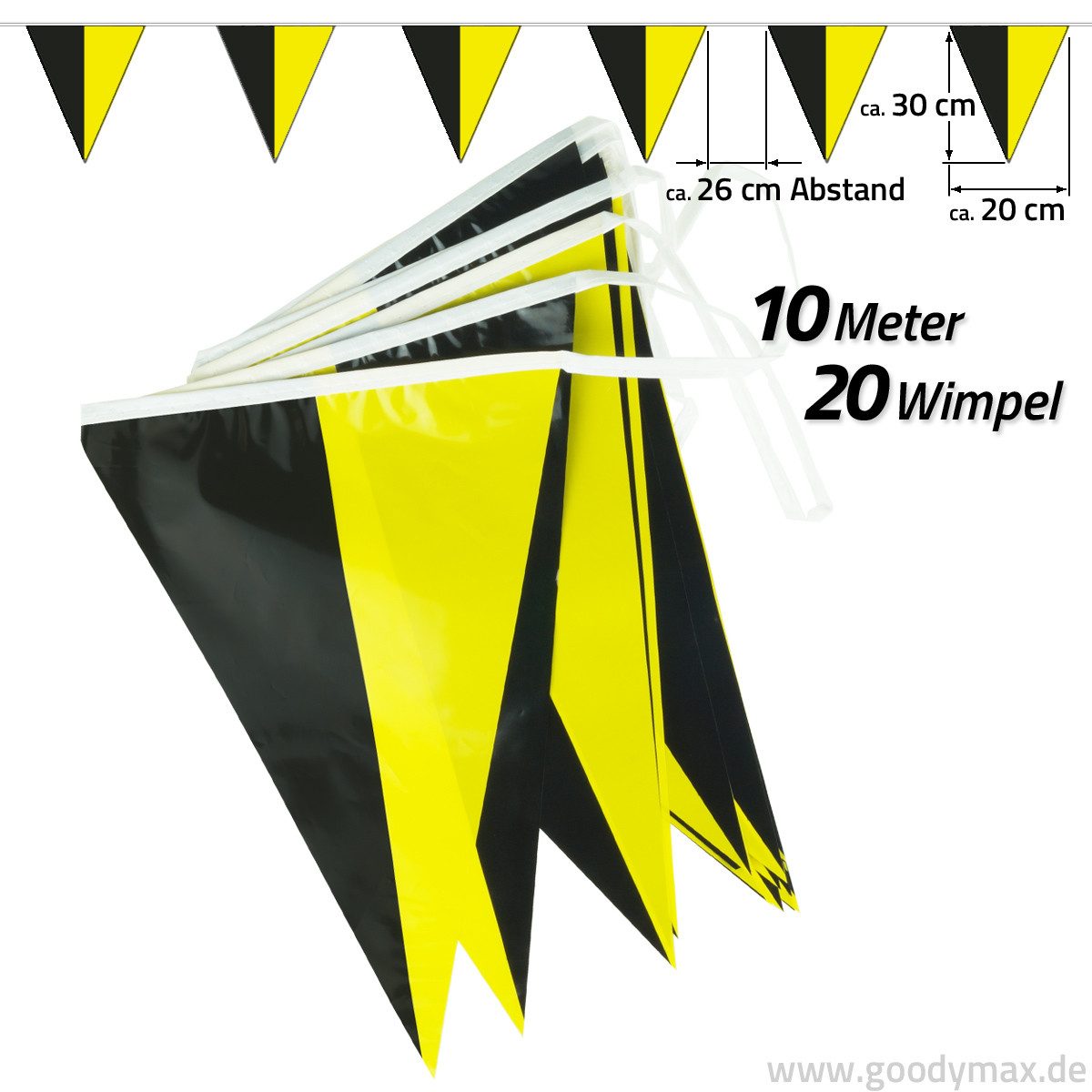Goodymax Hängedekoration Wimpelkette 10 m DESIGN, 20 Wimpel á 20 x 30 cm