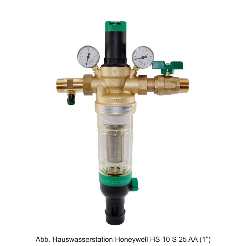 Honeywell Kalk- und Wasserfilter Honeywell Hauswasserstation HS 10 S AA mit Klarsicht-Siebtasse, 1"