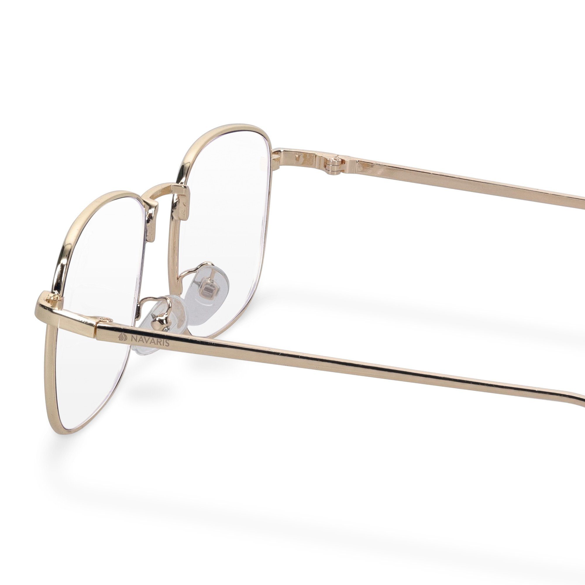 Navaris Brille, ohne Sehstärke - Damen Herren Vintage Modebrille - Anti  Blaulicht Computer Nerdbrille ohne Stärke - mit Metallbügeln