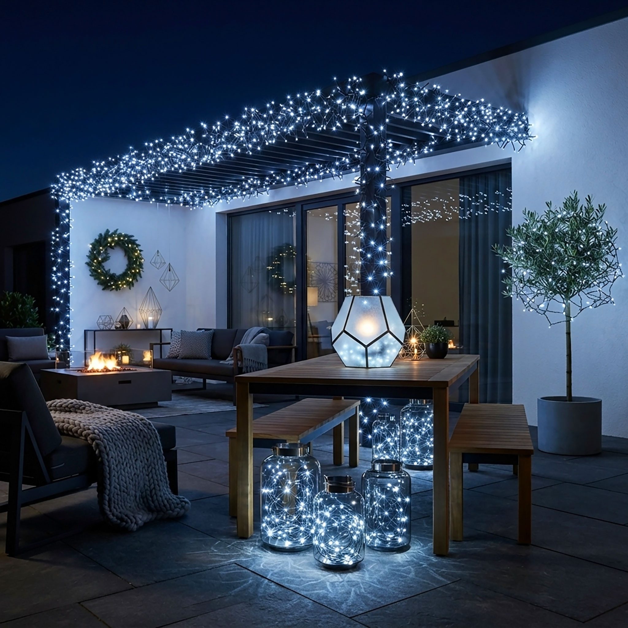 Spetebo LED-Lichterkette Büschel Lichterkette kalt weiß - 14,6 m / 2016 LED, 2016-flammig, Baum Beleuchtung mit Controller und Speicherchip – Indoor / Outdoor – Bild 3 von 5