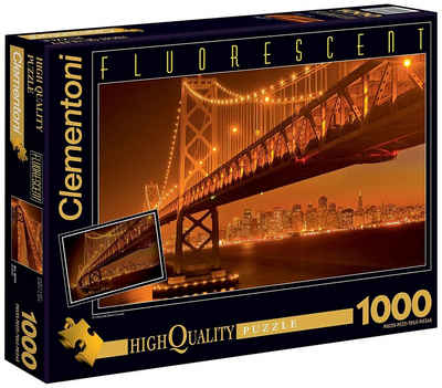 Clementoni® Puzzle High Quality Collection Puzzle San Francisco 1000 Teile floureszierend, 1000 Puzzleteile