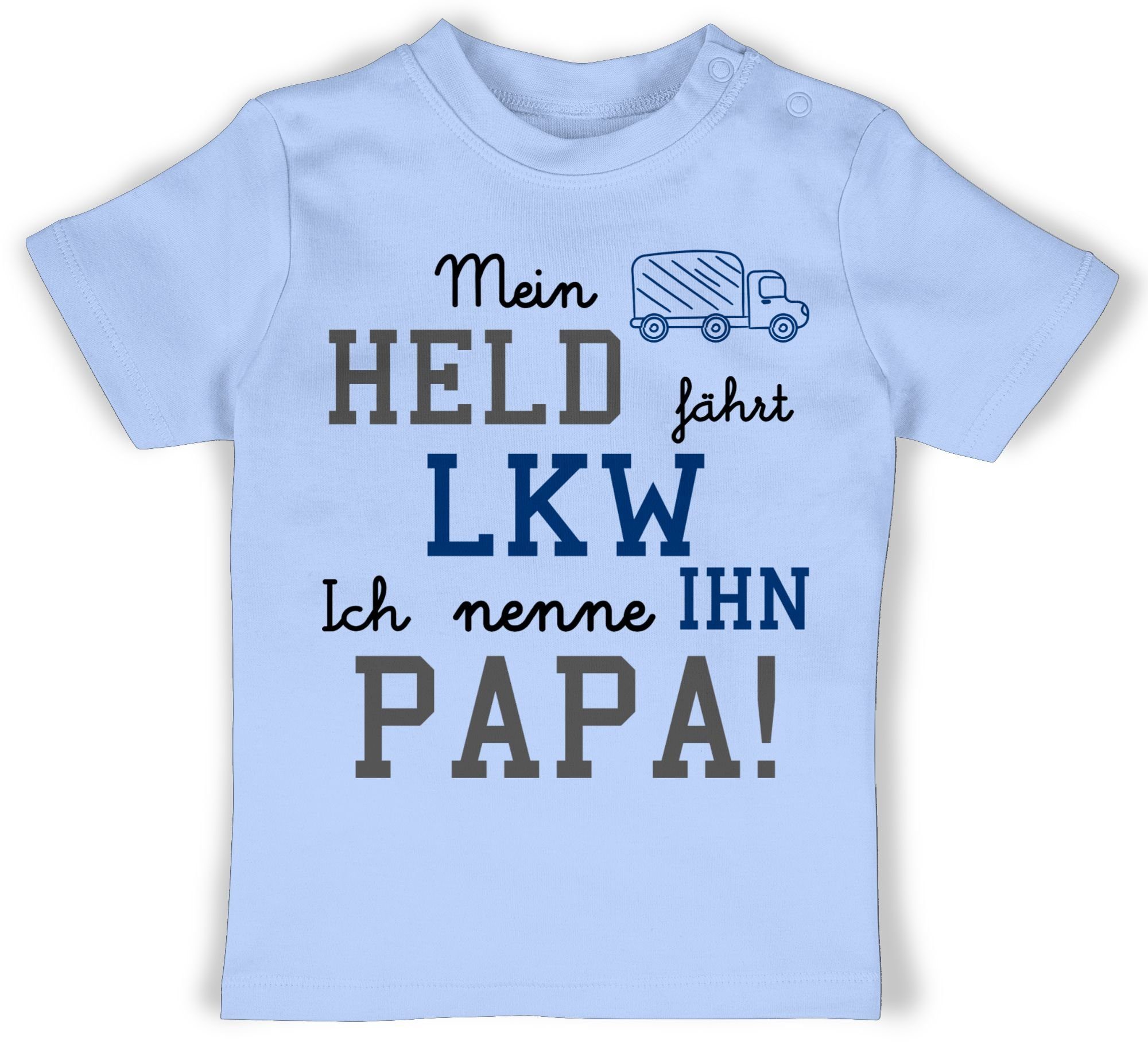 Shirtracer T-Shirt Mein Held fährt LKW Sprüche Baby 1 Babyblau