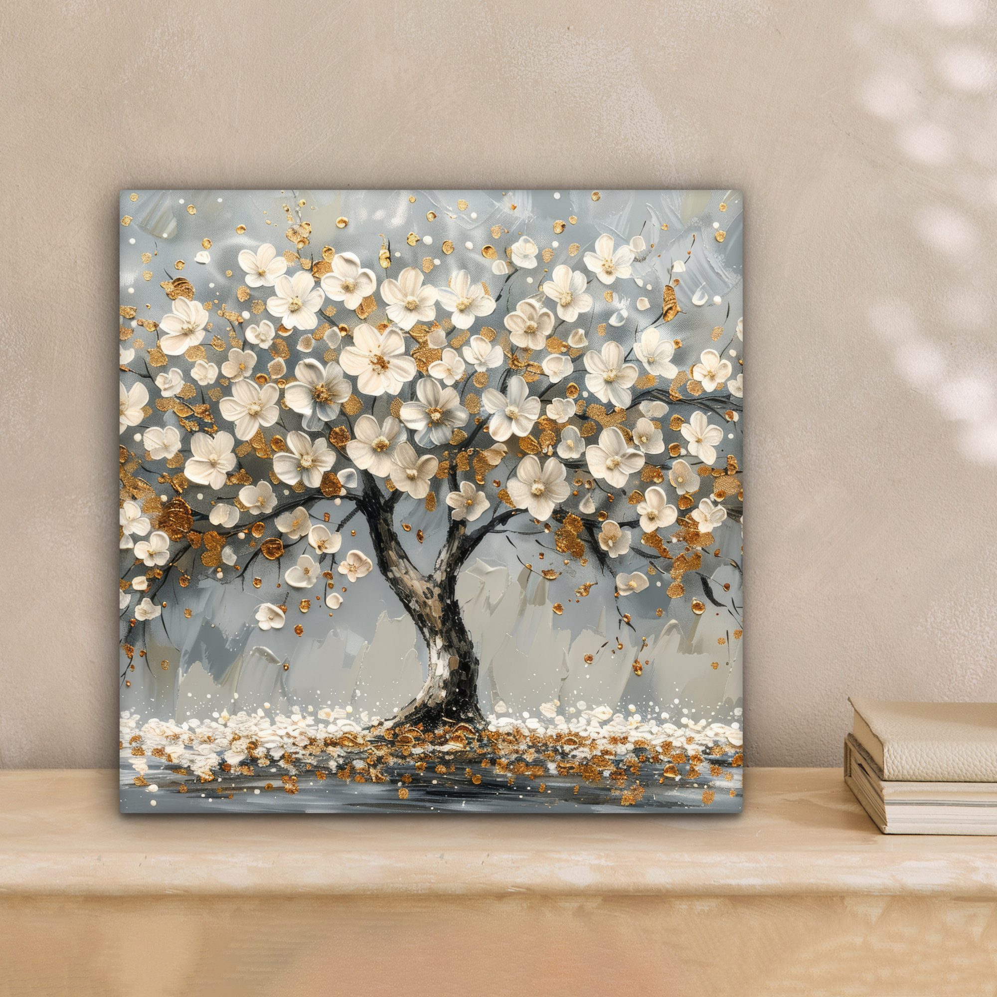 OneMillionCanvasses® Leinwandbild Baum - Gold - Blumen - Abstrakt - Kunst, günstig online kaufen
