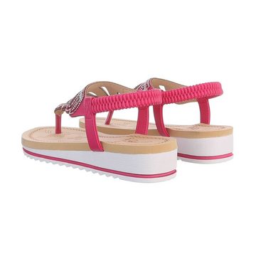 Ital-Design Damen Zehentrenner Freizeit Zehentrenner Keilabsatz/Wedge Keilsandaletten in Pink