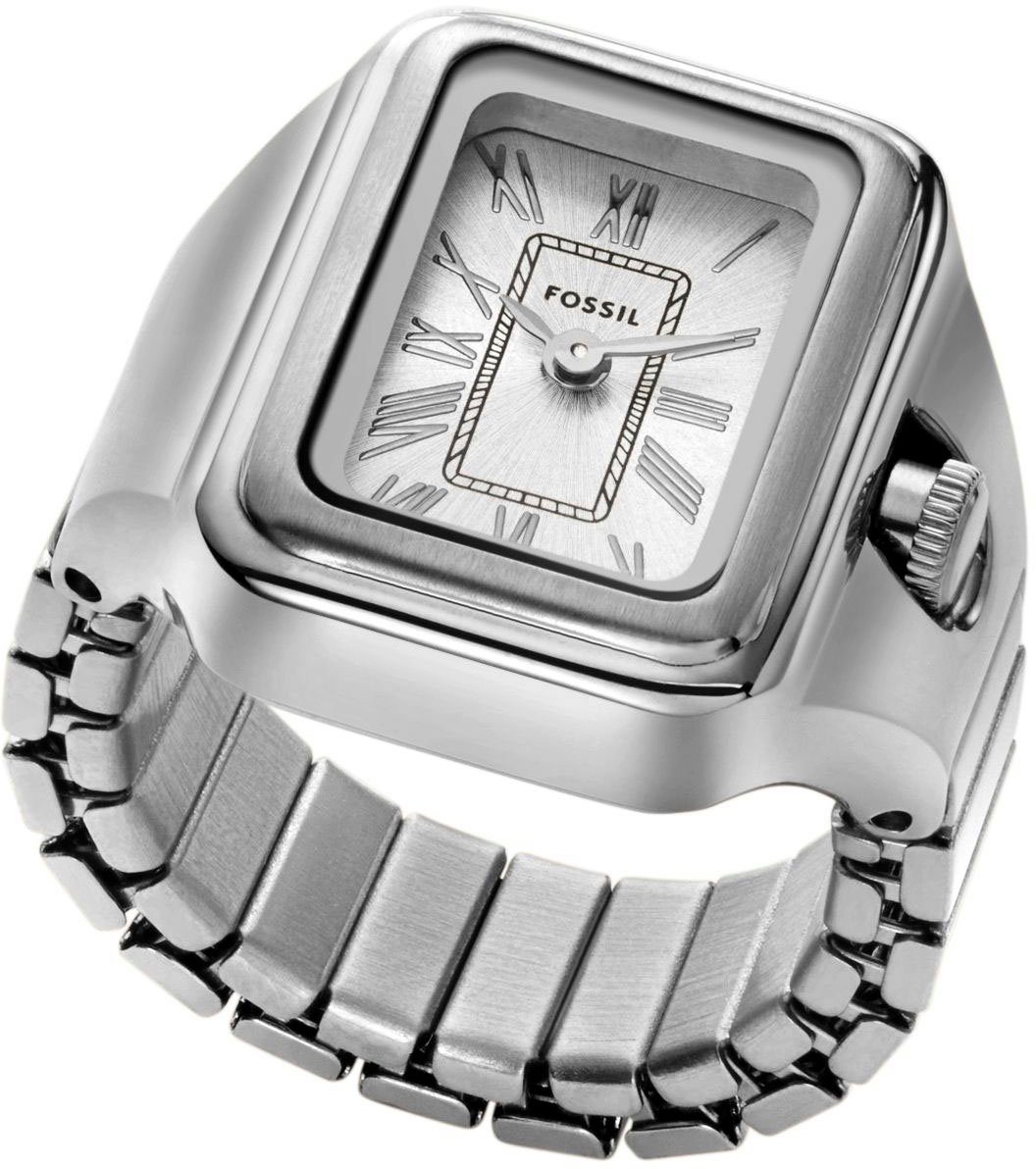Fossil Uhrenring RAQUEL WATCH RING ES5344, Quarzuhr, Damenuhr, analog, Edelstahl, Flexband, Zugband