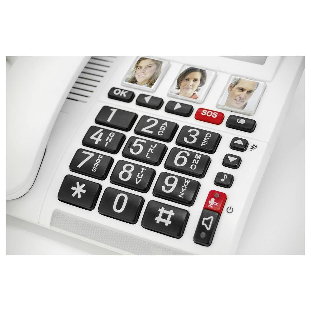 Geemarc Notruftelefon 4G mit Notruf-Armband, Steckplatz für NANO CL9000_WH_VDE Seniorentelefon (Foto-Tasten, Freisprechen, für Hörgeräte kompatibel)