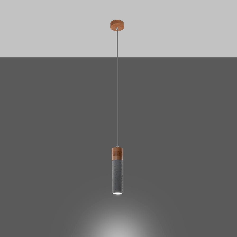 famlights Pendelleuchte Pendelleuchte Zeb in Grau und Natur-hell GU10 1-flammig