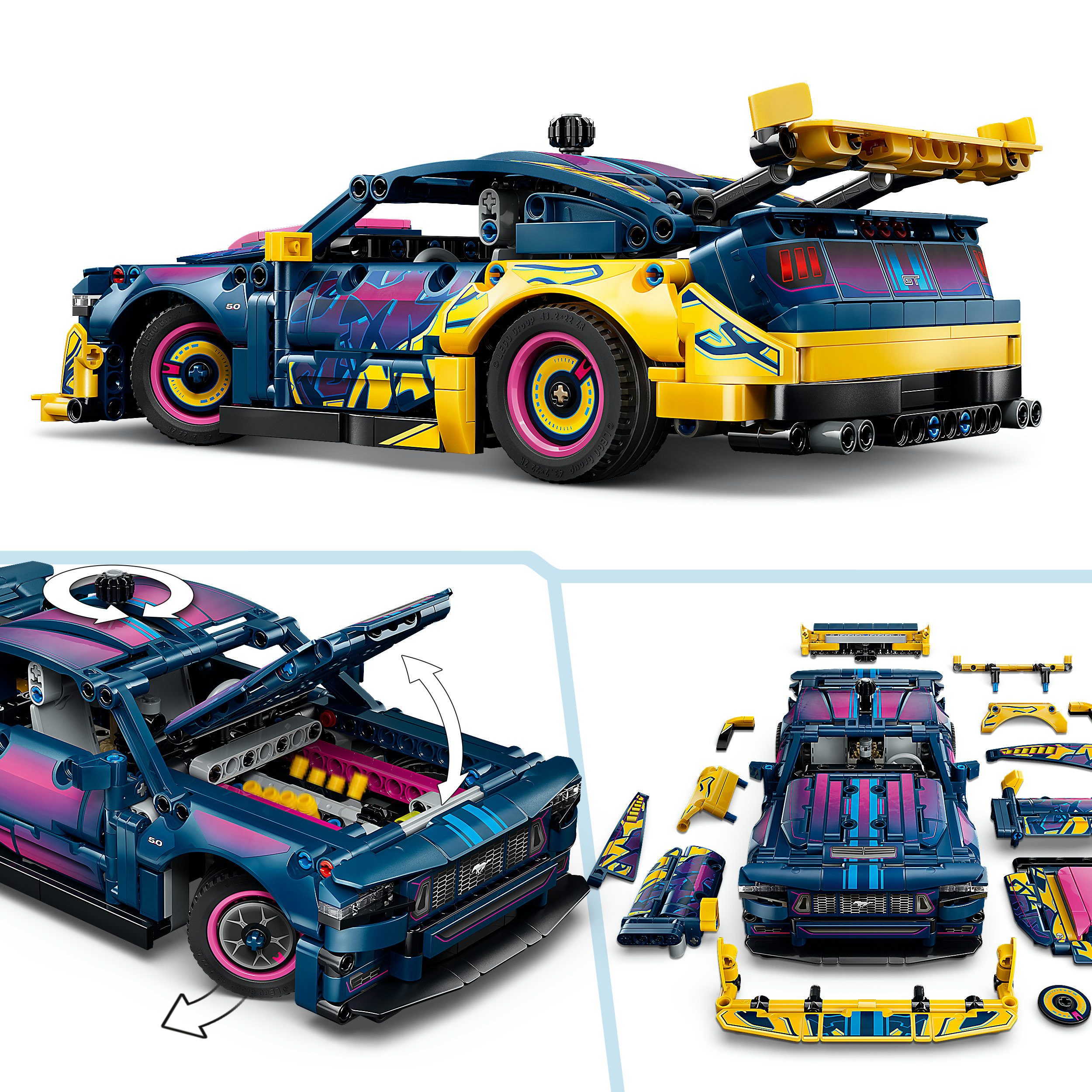 LEGO® Ford Mustang GT Auto aus der Tuning-Werkstatt (42236), LEGO Technic Konstruktionsspielsteine, (973 St), Made in Europe – Bild 4 von 5