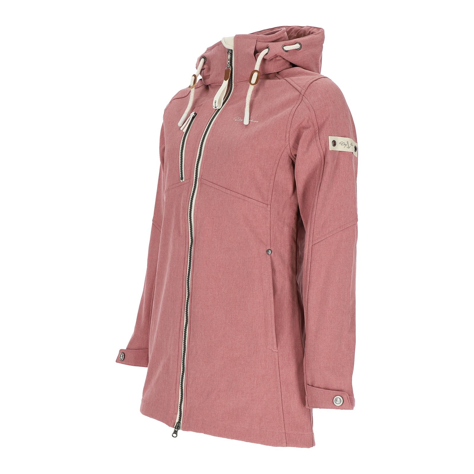 Dry Fashion Softshellmantel Büsum Damen Softshelljacke Fleece-Innenfutter - Mantel Jacke Outdoor Atmungsaktiv, Verstellbare & abnehmbare Kapuze, 2-Wege-Reißverschluss