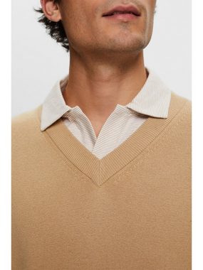 Esprit Collection Pullunder Pullover mit V-Ausschnitt, Wollmix