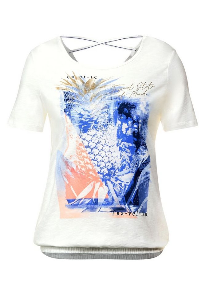 Cecil T-Shirt Cecil T-Shirt mit Fotoprint in Vanilla White (1-tlg)  Gummizugsaum, Halbarmshirt von CECIL, Shirt in einem Unistyle mit Frontprint
