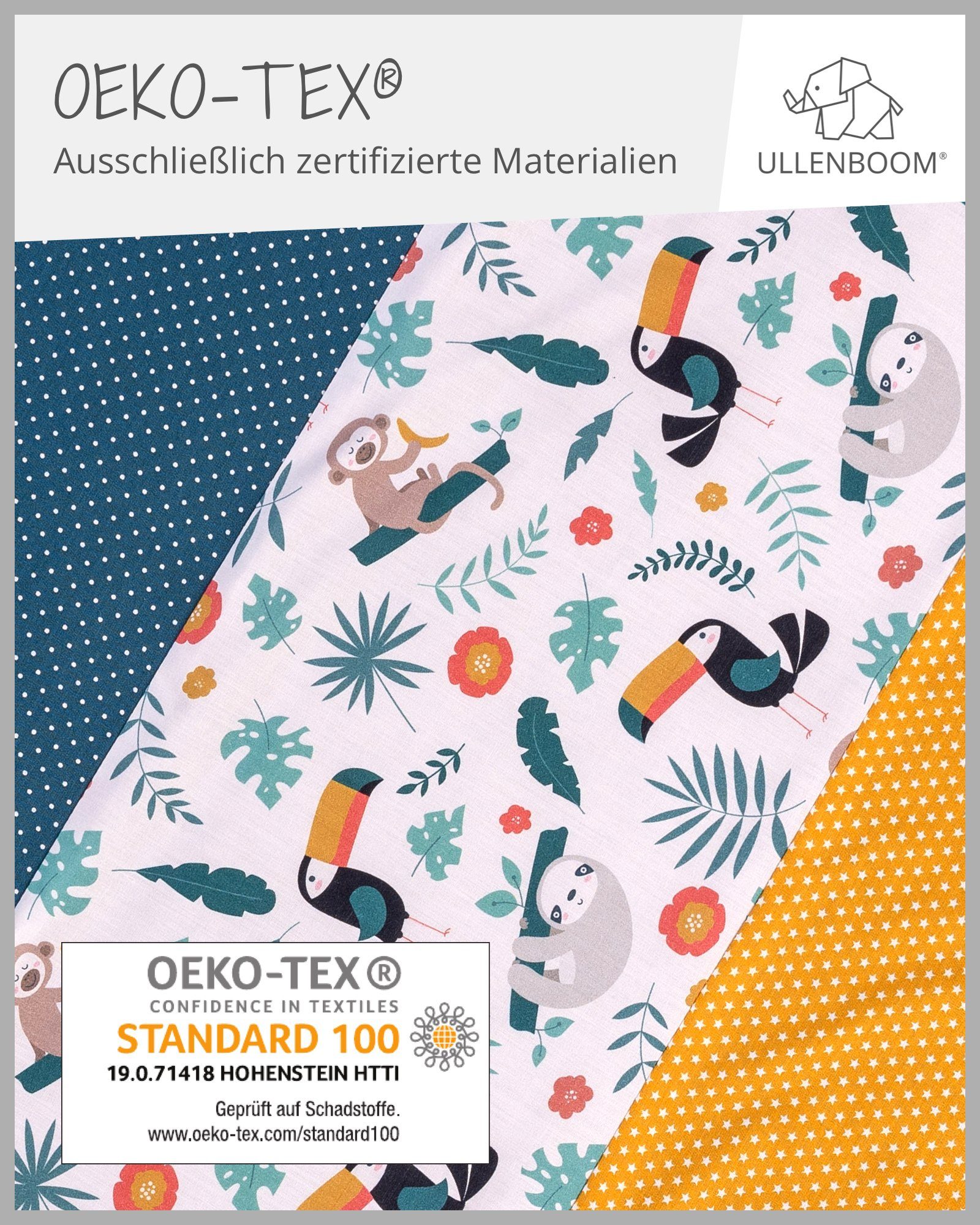 Kuscheldecke hochwertiger in 70x100 Baumwolle Babydecke Dschungel ULLENBOOM Patchwork ®, ideal EU), Design: Spieldecke Fleece, als & Aus cm, & Babydecke (Made