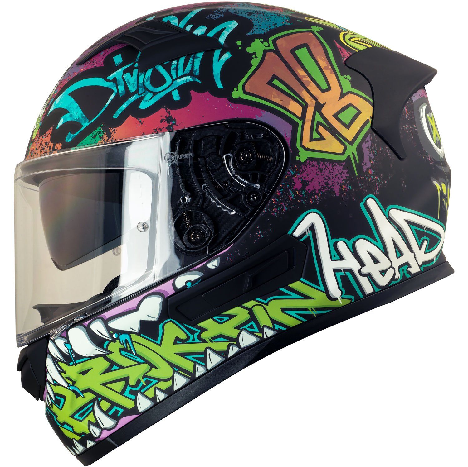 Broken Head Motorradhelm Broken Head Integralhelm InYourFace schwarz, Einzigartiger Graffiti-Look