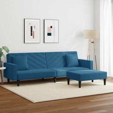 vidaXL Sofa 2-tlg. Sofagarnitur mit Kissen Blau Samt