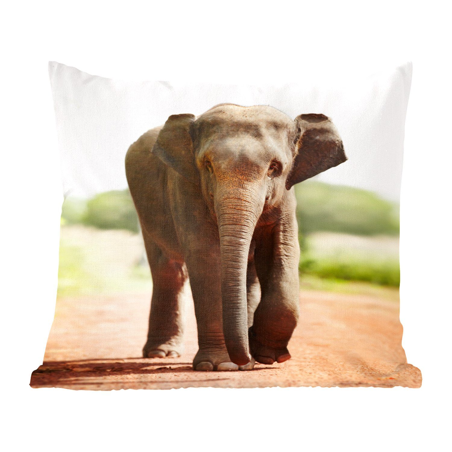 Sonne Schlafzimmer, Wohzimmer, für Deko, - Elefant MuchoWow mit Sofakissen Dekokissen - Zierkissen Füllung Safari,