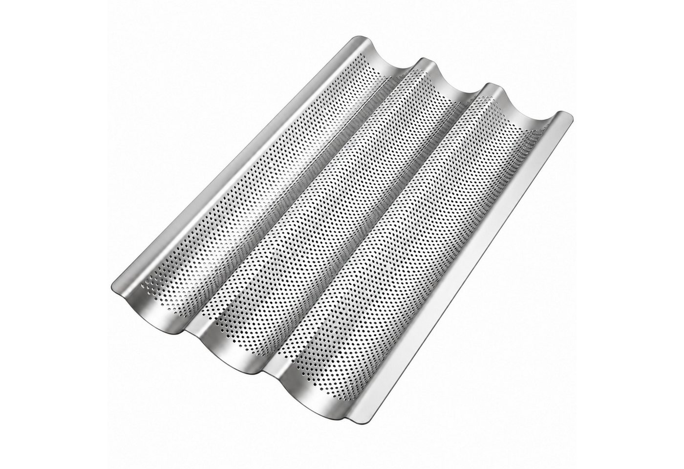 GLIESE POWER Baguetteblech – antihaftbeschichtet und hitzebeständig, 3 Mulden, perforiert, Antihaft, 38x25x2 cm, für Standardbacköfen