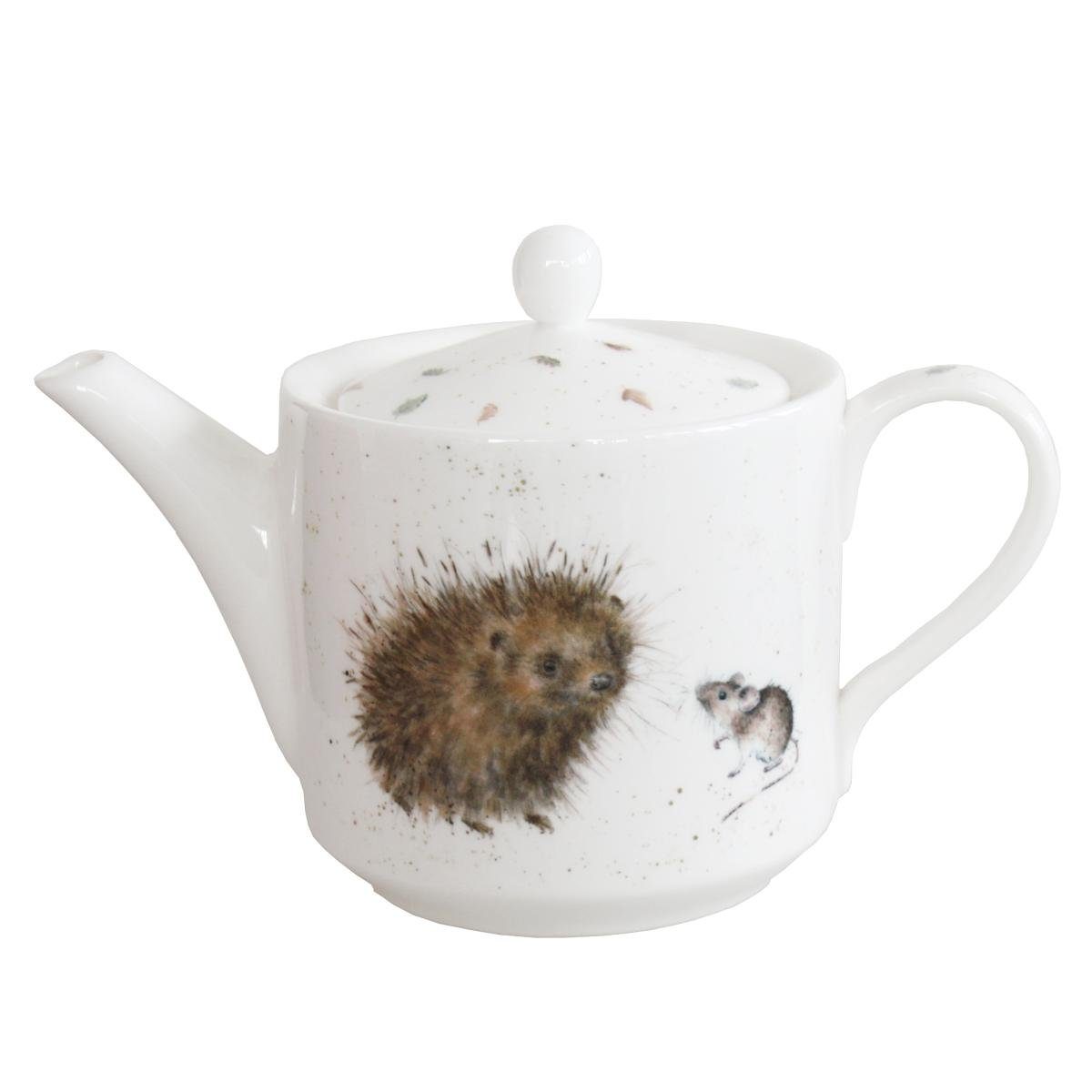Wrendale Teekanne Wrendale Designs Porzellan Teekanne Igel und Maus - ca. 600 ml, 0,6 l, (Stück, 1 St Teekanne mit Deckel)