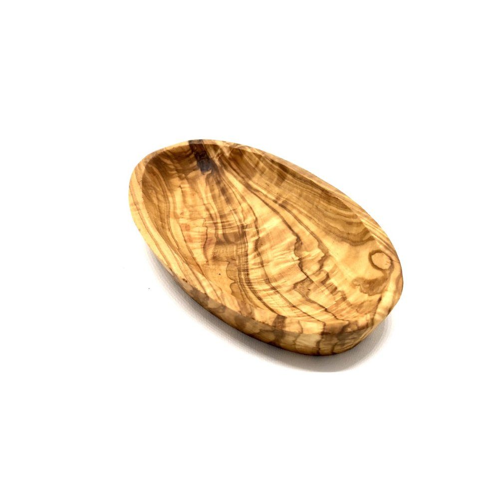Olivenholz-erleben Servierschale oval, Snackschale aus Olivenholz – natürlich schön (Länge ca. 19 cm), Olivenholz, (1-tlg), Flache, elegante Form – ideal zum stilvollen Servieren und Dekorieren