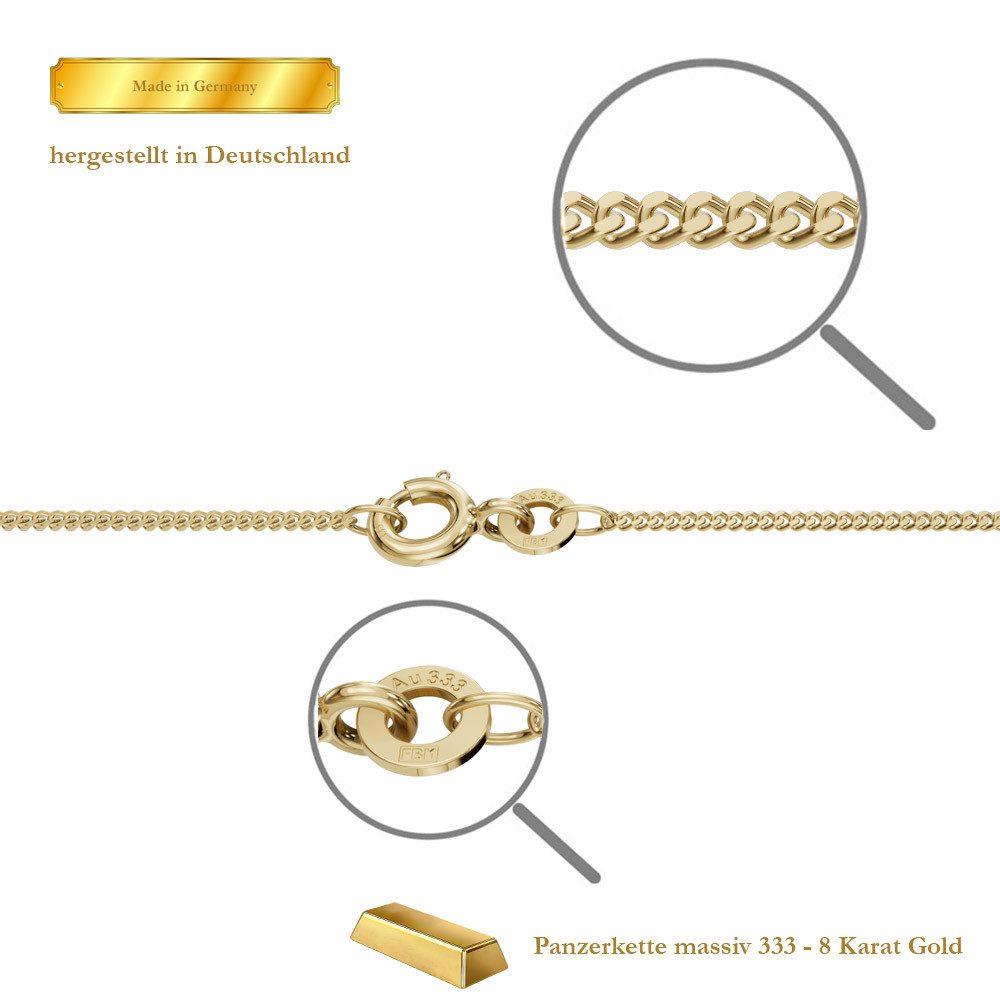 HOPLO Panzerkette Goldkette Panzerkette Länge 36cm - Breite 1,4mm - 333-8 Karat Gold, Made in Germany – Bild 5 von 5