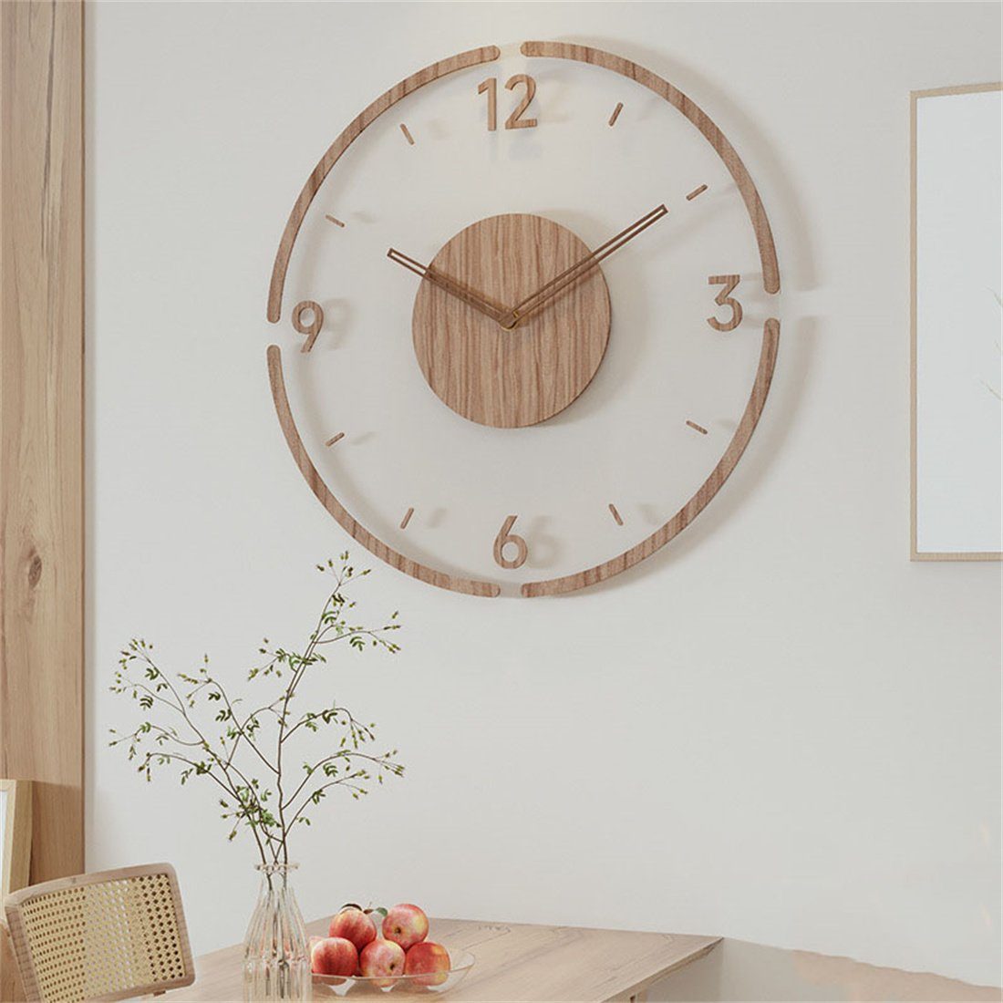 HOPPO~ Wanduhr Wanduhr 35cm aus das Wohnzimmer für dekorative Wanduhr Massivholz
