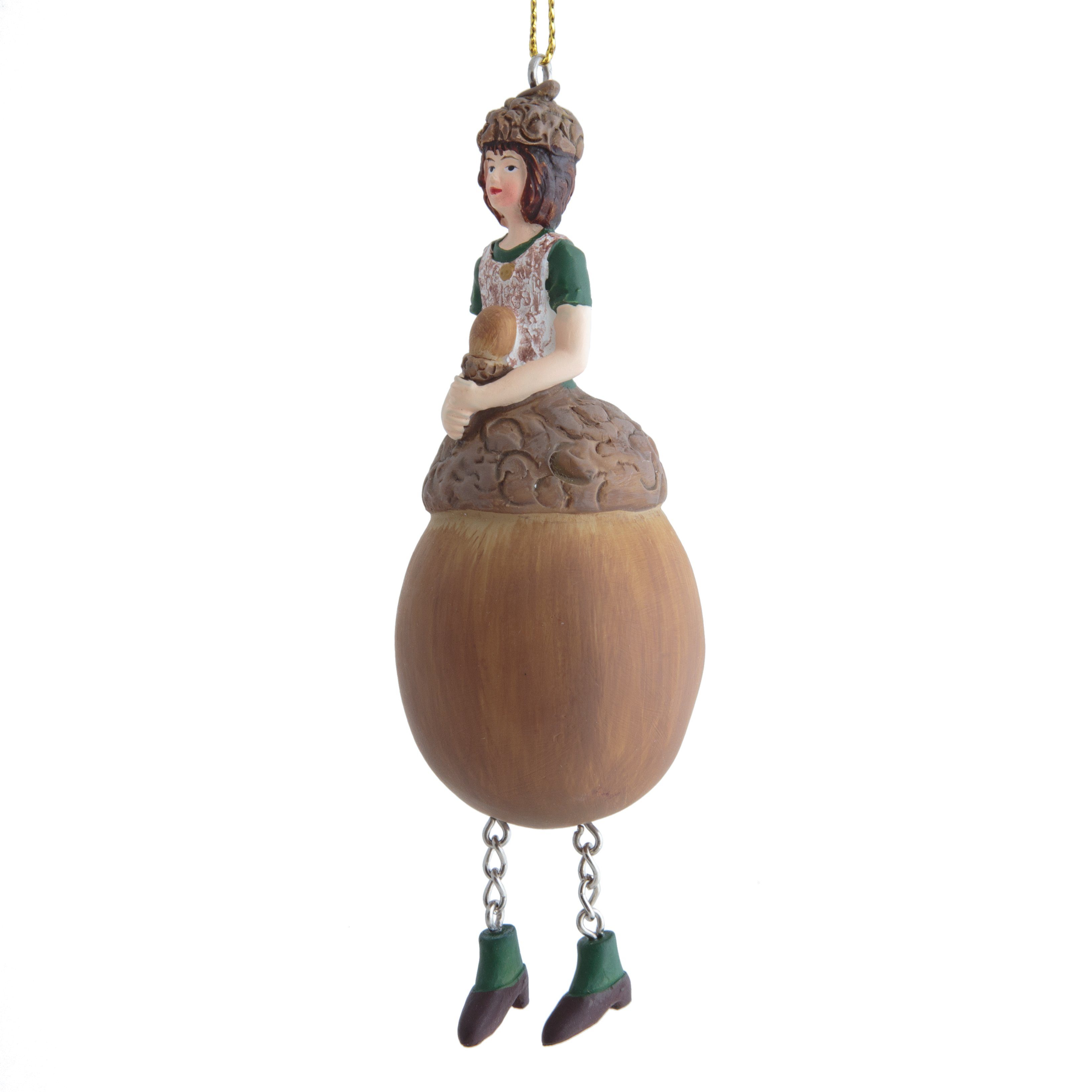 ROSEMARIE SCHULZ Heidelberg Dekofigur Blumenmädchen Eichel Dekohänger Weihnachtsdeko Deko-Objekt, Handbemalte Figur aus Polyresin – Bild 2 von 5