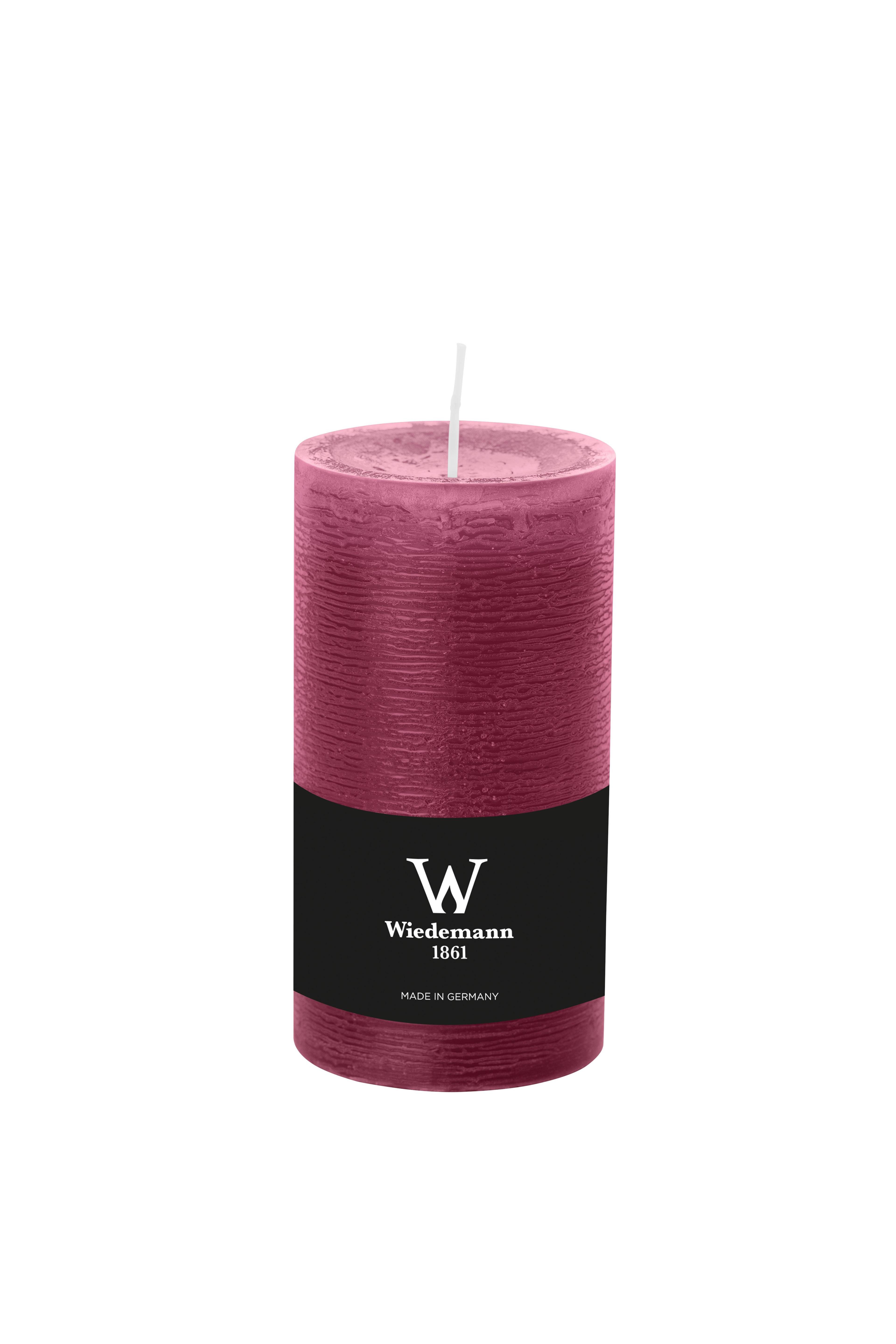 INNA-Glas Stumpenkerze Votivkerze Aurora, Magenta, 19cm, Ø 9,8cm, 155h - Made in Germany