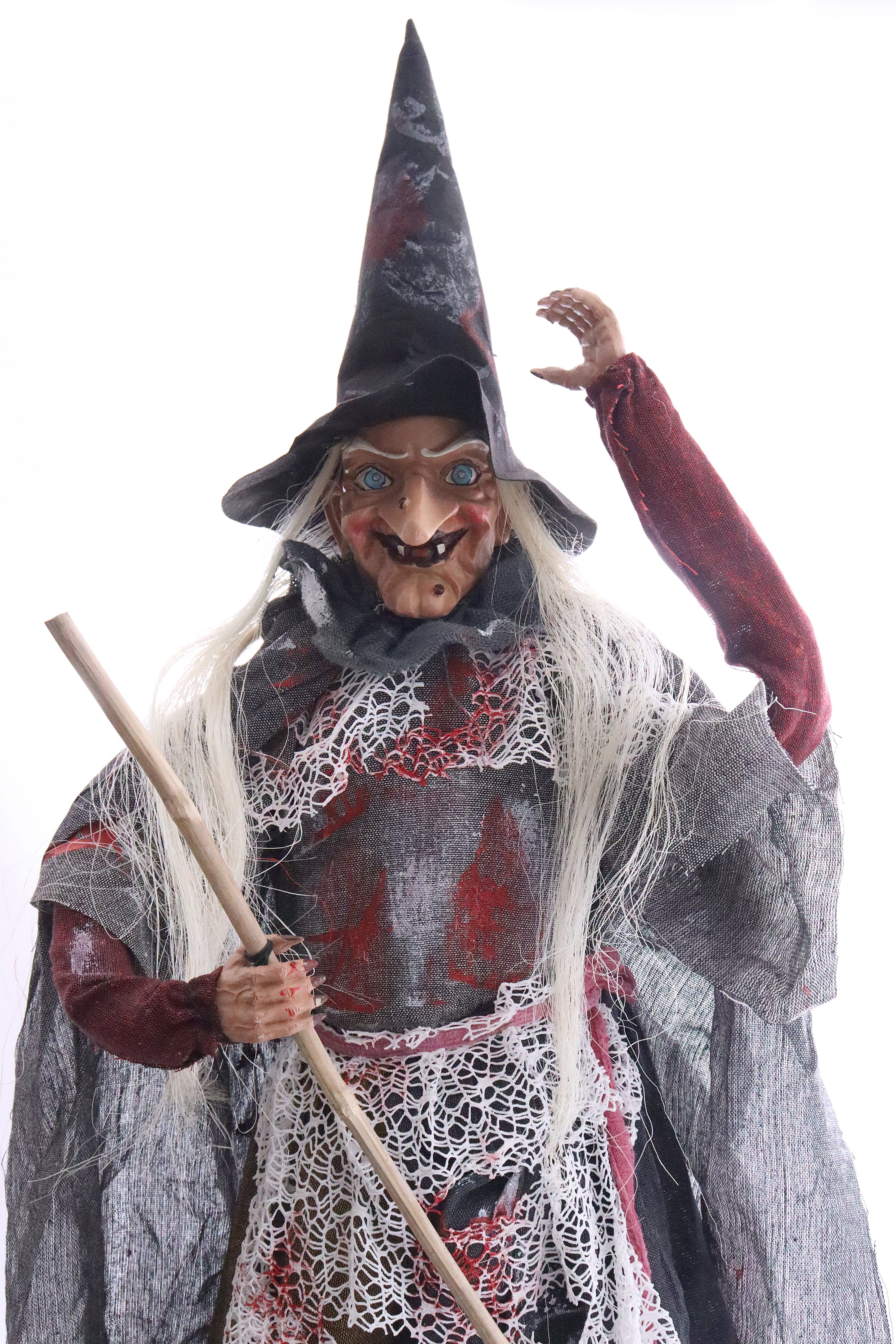 ELLUG Dekofigur große stehende Hexe mit schauriges Lachen & rot blinkende A günstig online kaufen