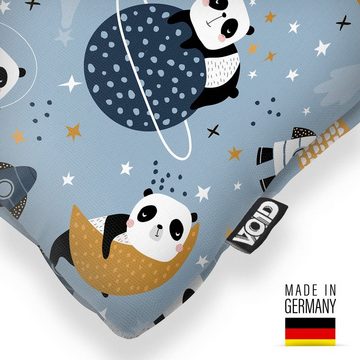 Kissenbezug, VOID (1 Stück), Sofa-Kissen Pandas Astronauten Rakete Mond Weltall Weltraum Kinder Kinderzimmer Sterne Spielzeug Tiere Haustier Schlagen gute Nacht Geschichte