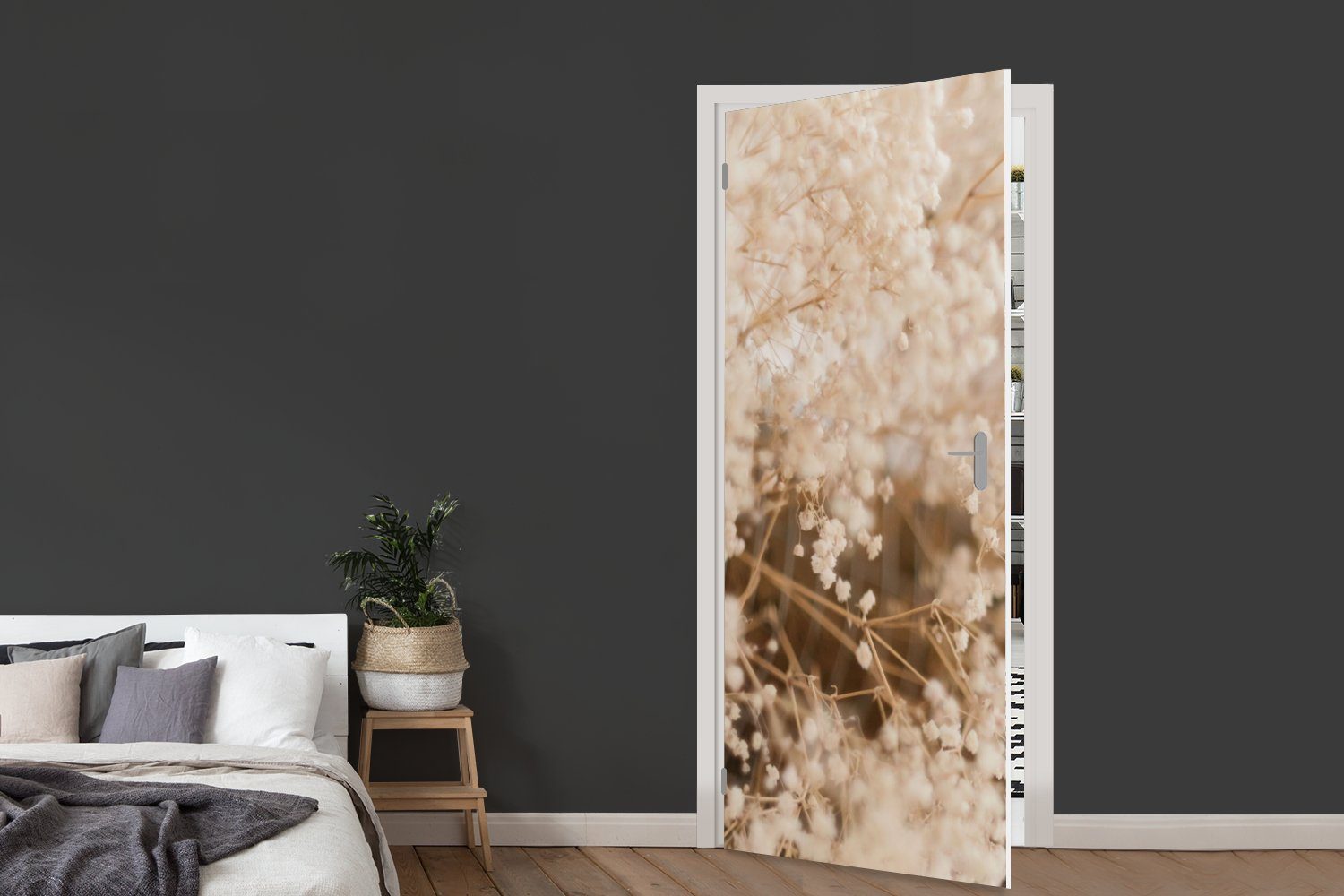 Pampasgras Tür, für MuchoWow Türtapete bedruckt, Fototapete Türaufkleber, - Matt, - (1 Pflanze Natur, St), 75x205 cm