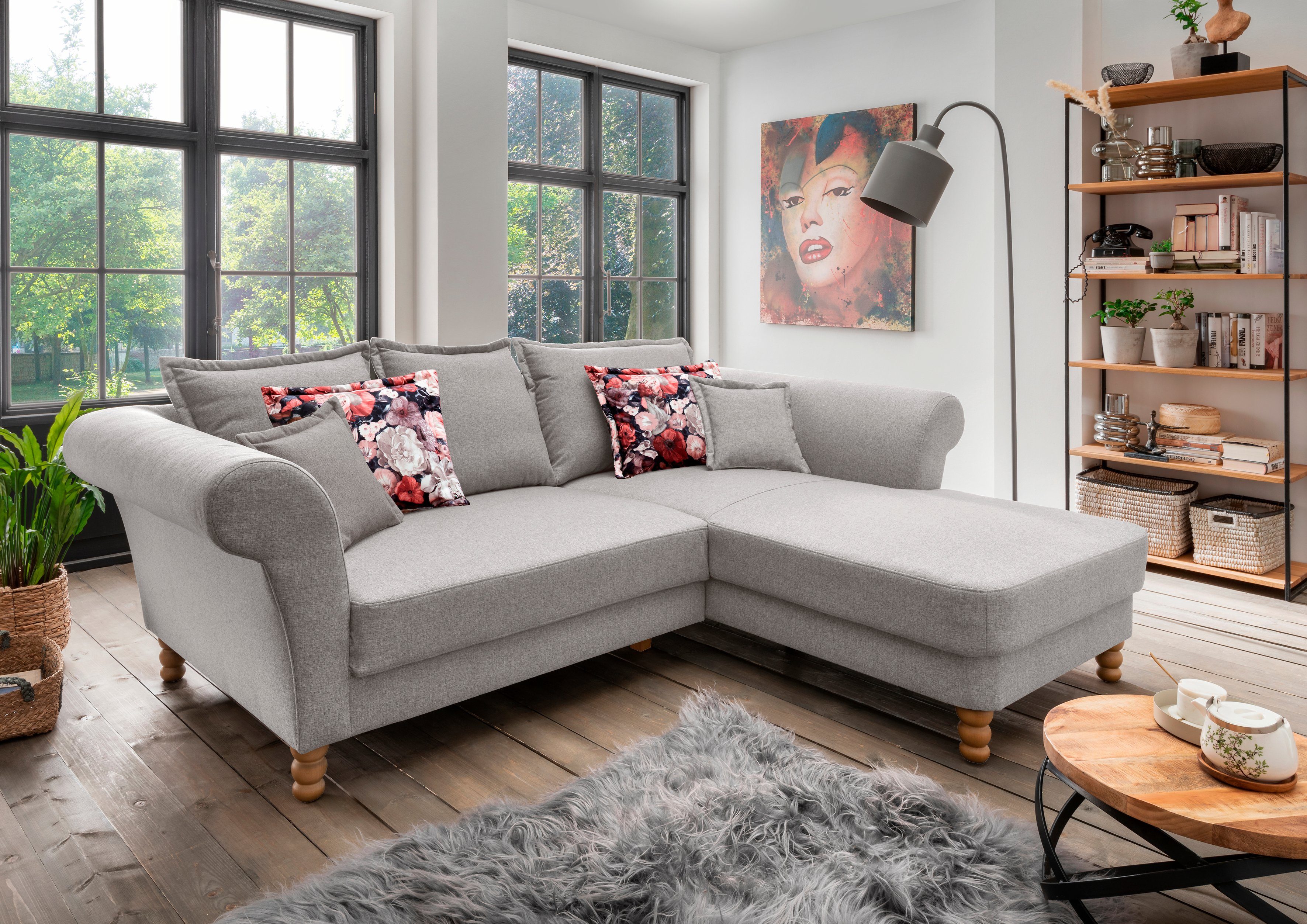 Home affaire Ecksofa Tassilo Mega Polsterecke mit Kaltschaum im Sitz, bequem, L-Form, hoher Sitzkomfort, Breite 262cm, Komfortsitzhöhe 48cm, zeitlos elegant