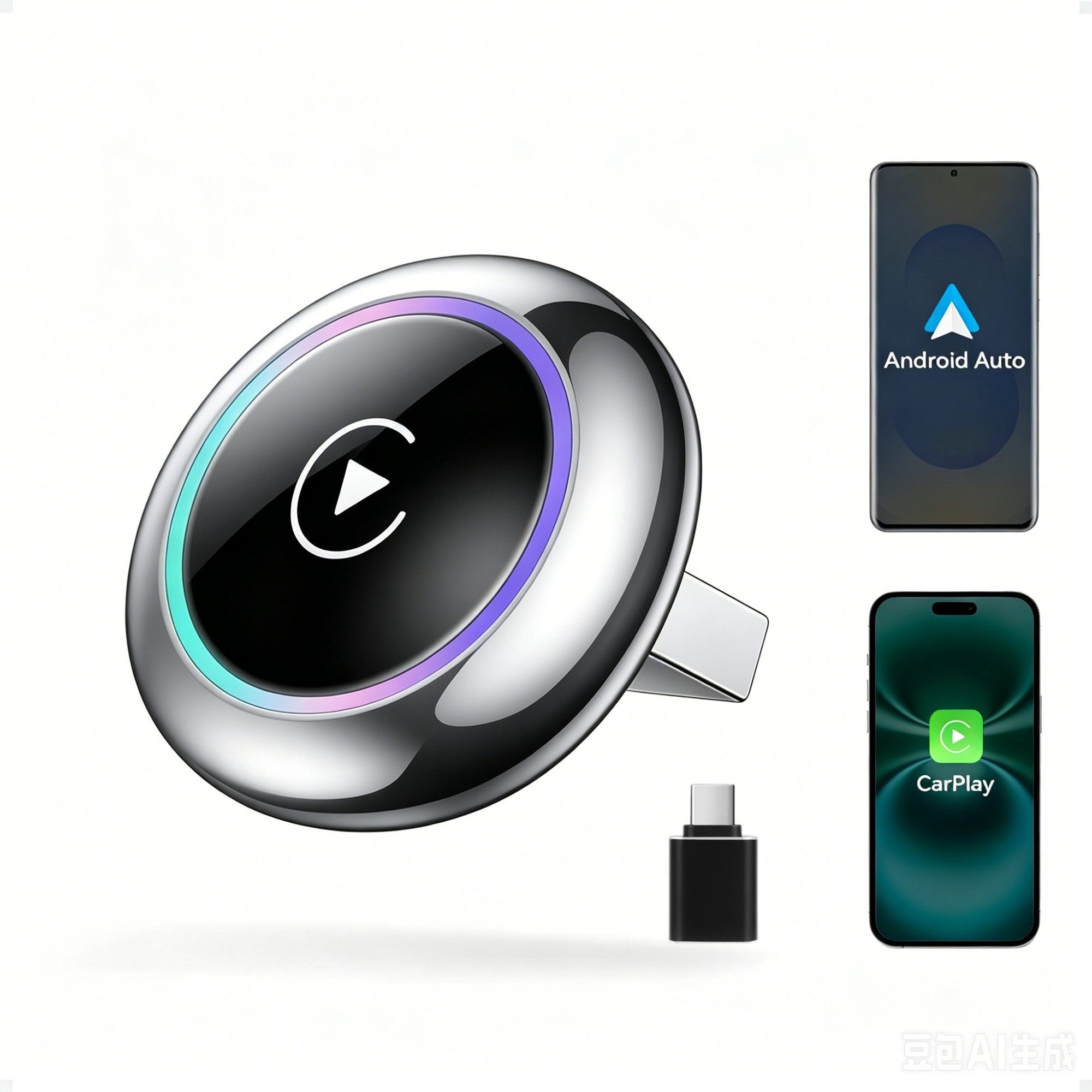 ibettertec Wireless Carplay & Android Auto Adapter,Mini & Stabiler 2-in-1-Dongle Adapter Plug und Play, zu USB Typ A, Kompatibel zu Convert Wired CarPlay/Android Auto zu Wireless, mit iOS 10+ und Fahrzeugen mit kabelgebundenem CarPlay