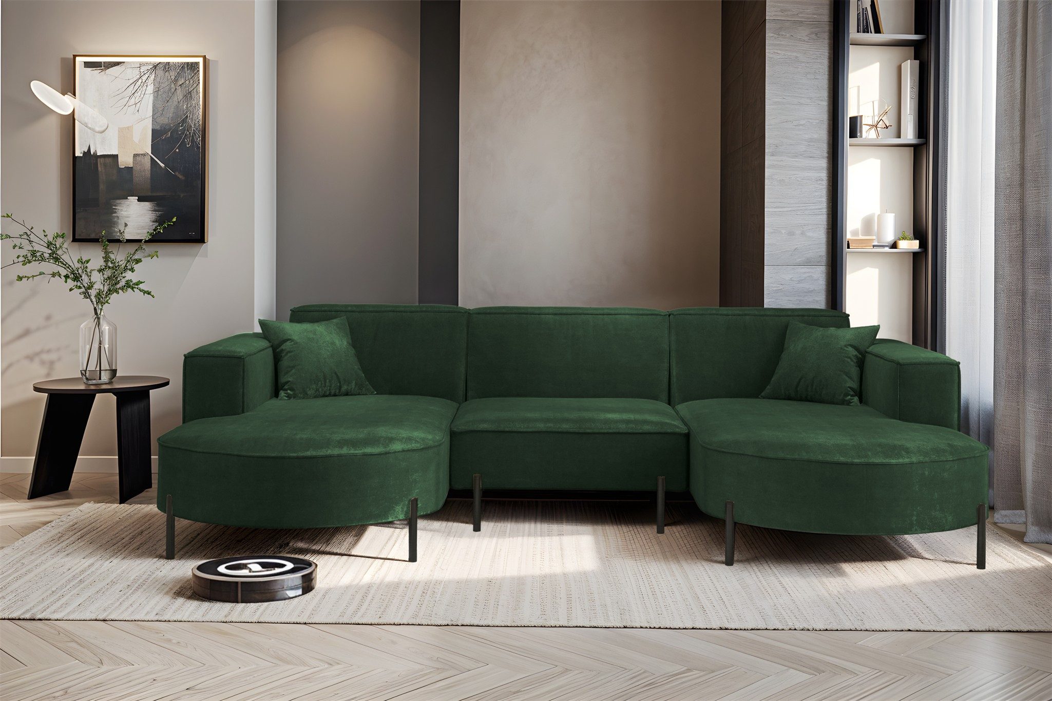 Wohnlandschaft Sofa U-Form VALENCIA in Stoff