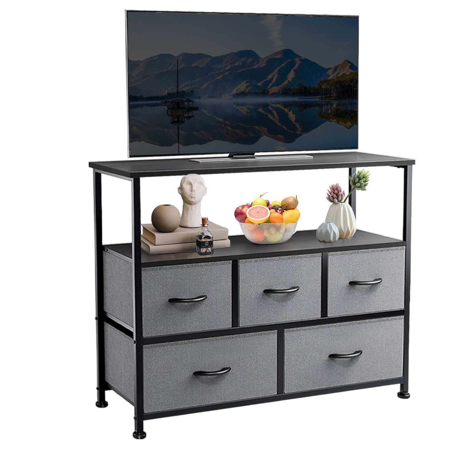 SURFOU Kommode TV-Schrank mit 5 Schubladen Sideboard Lowboard TV Board (Flure und Restaurants), Multifunktionaler Sideboard Geeignet Für Schlafzimmer Wohnzimmer