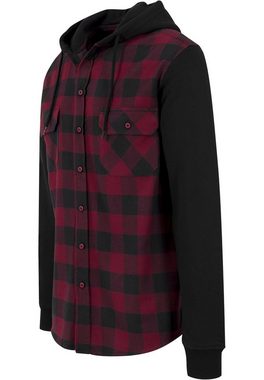 URBAN CLASSICS Shirtjacke Herren Hooded Checked Flanell Sweat Sleeve Shirt (1-tlg)