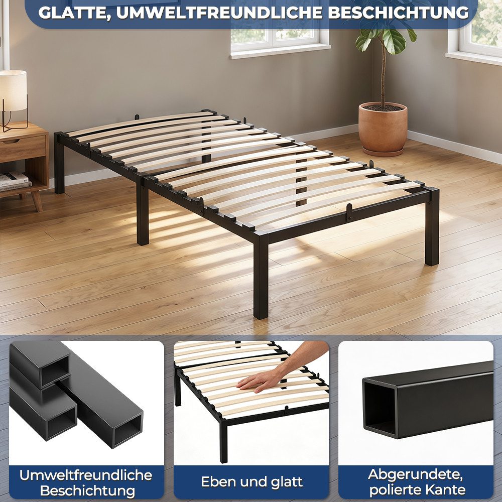 GLIESE Bettgestell Lattenrostbett mit Holzlattenrost (Bett), bis 160 kg belastbar, Matratzenstopper – Bild 5 von 5