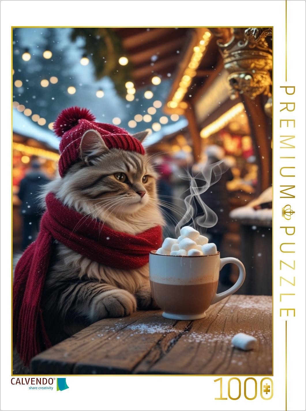 CALVENDO Puzzle CALVENDO Puzzle Winterkatze mit heißem Kakao – niedliches W günstig online kaufen